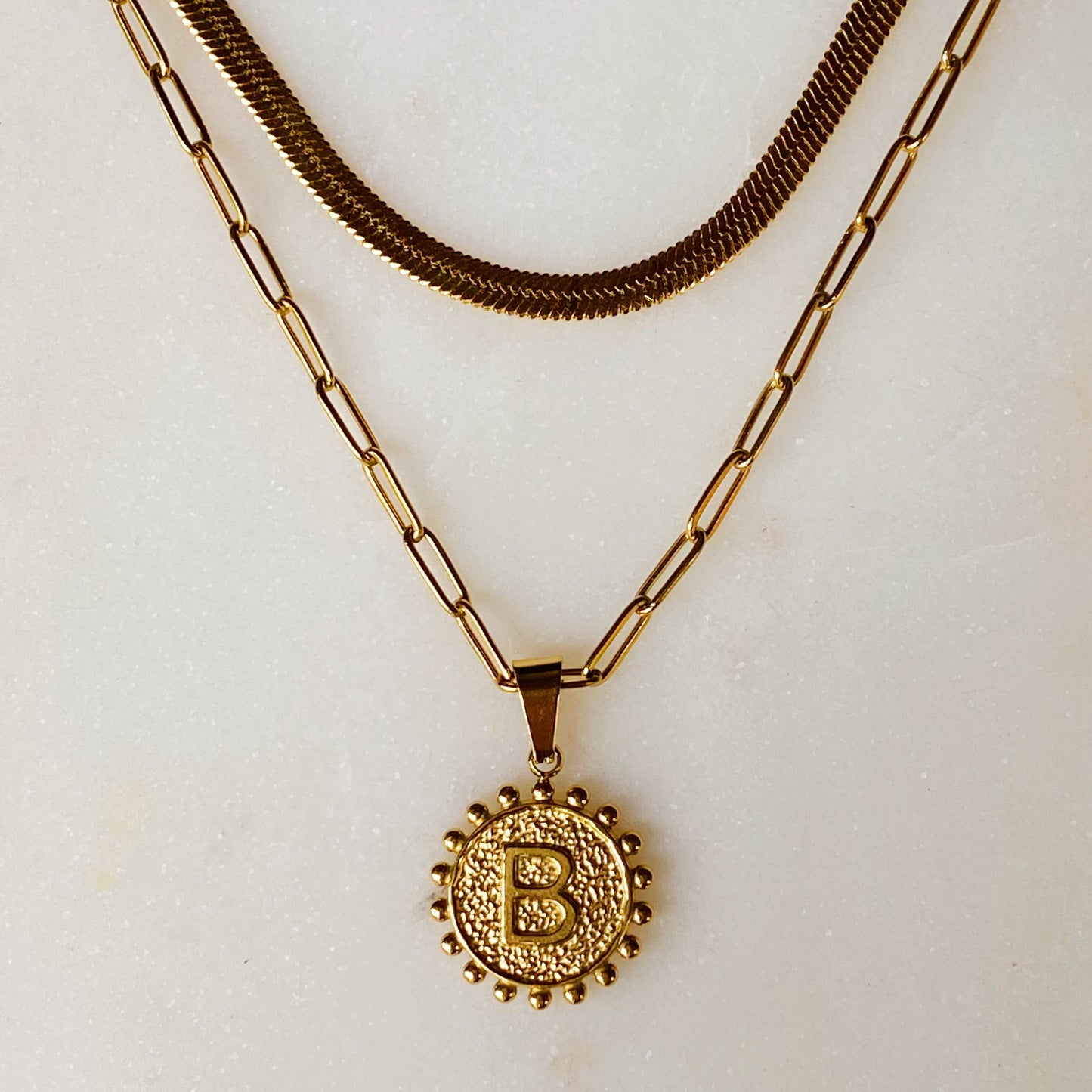 Paired Chain & Initial Pendant