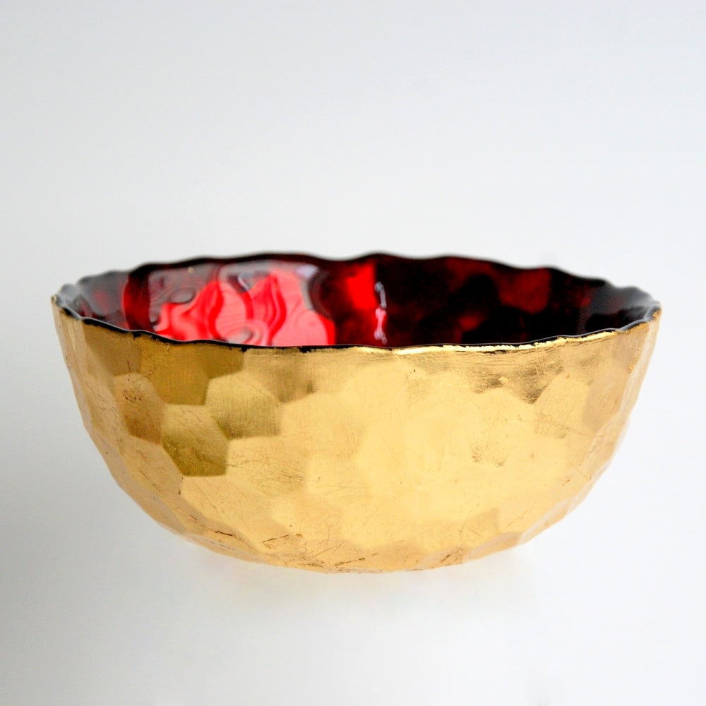 Ruby & Gold Honeycomb 6" Bowl