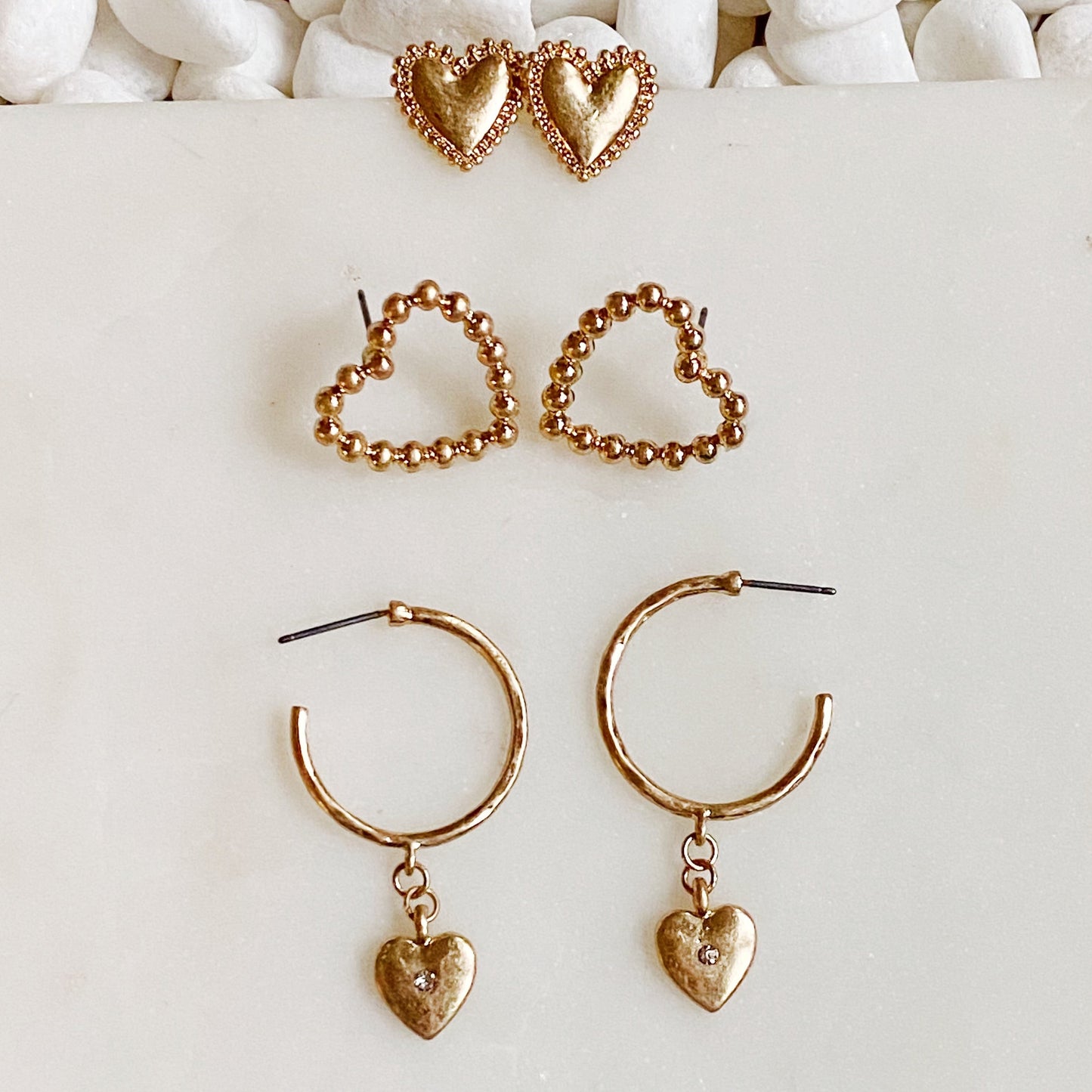 Perfect Heart Earrings - 3 Set