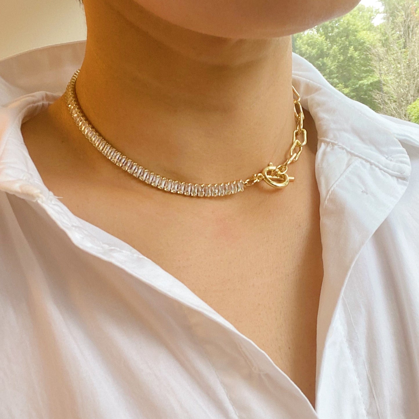 Deux Tennis & Chain Necklace