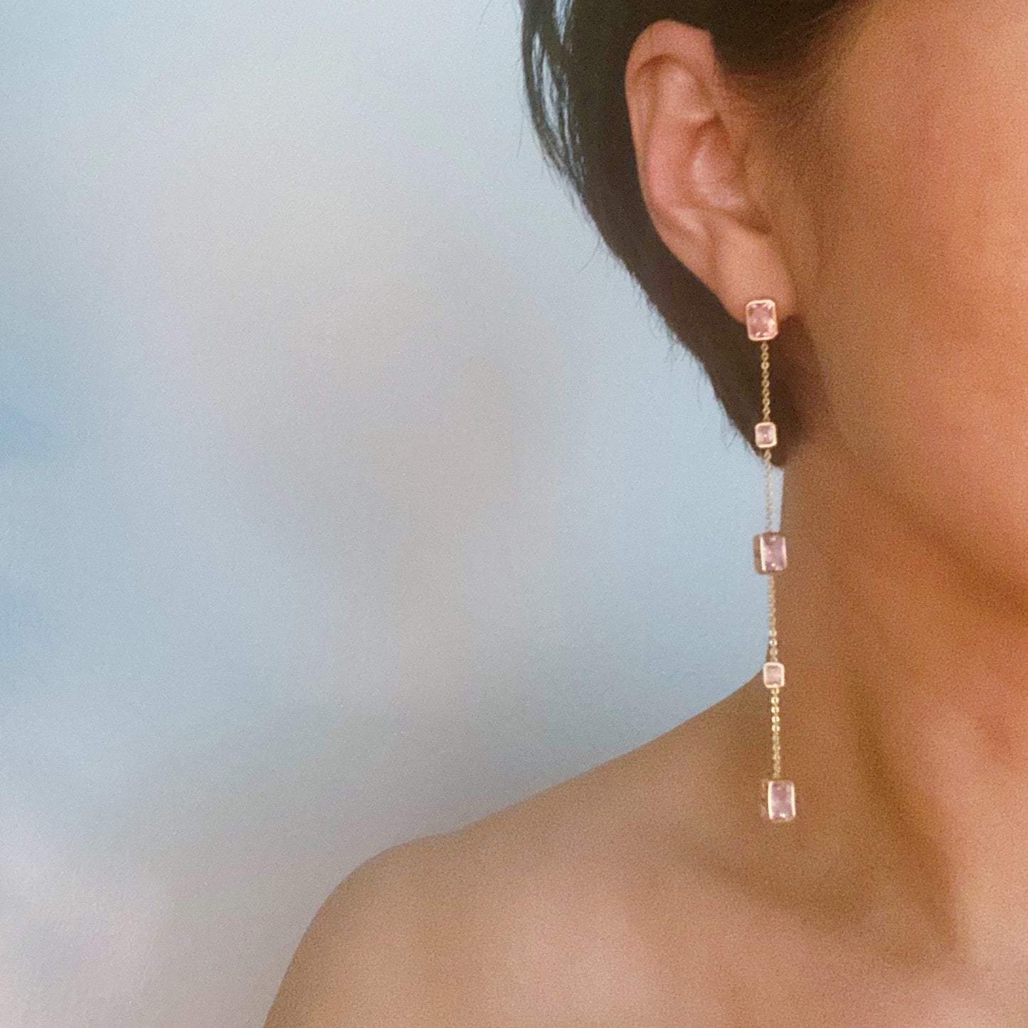 Gem Frame Drop Earrings