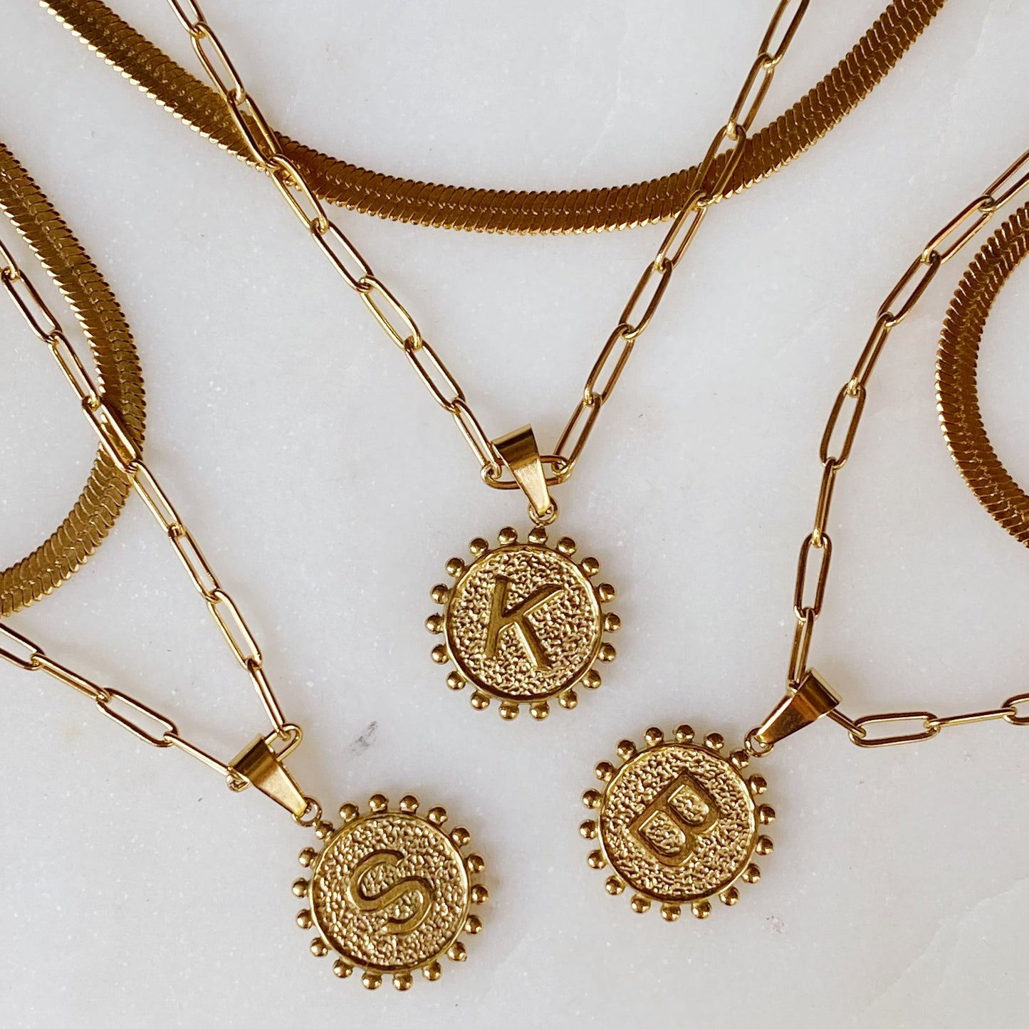 Paired Chain & Initial Pendant