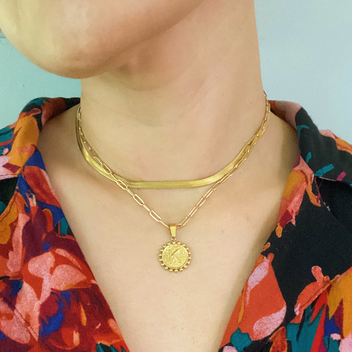 Paired Chain & Initial Pendant