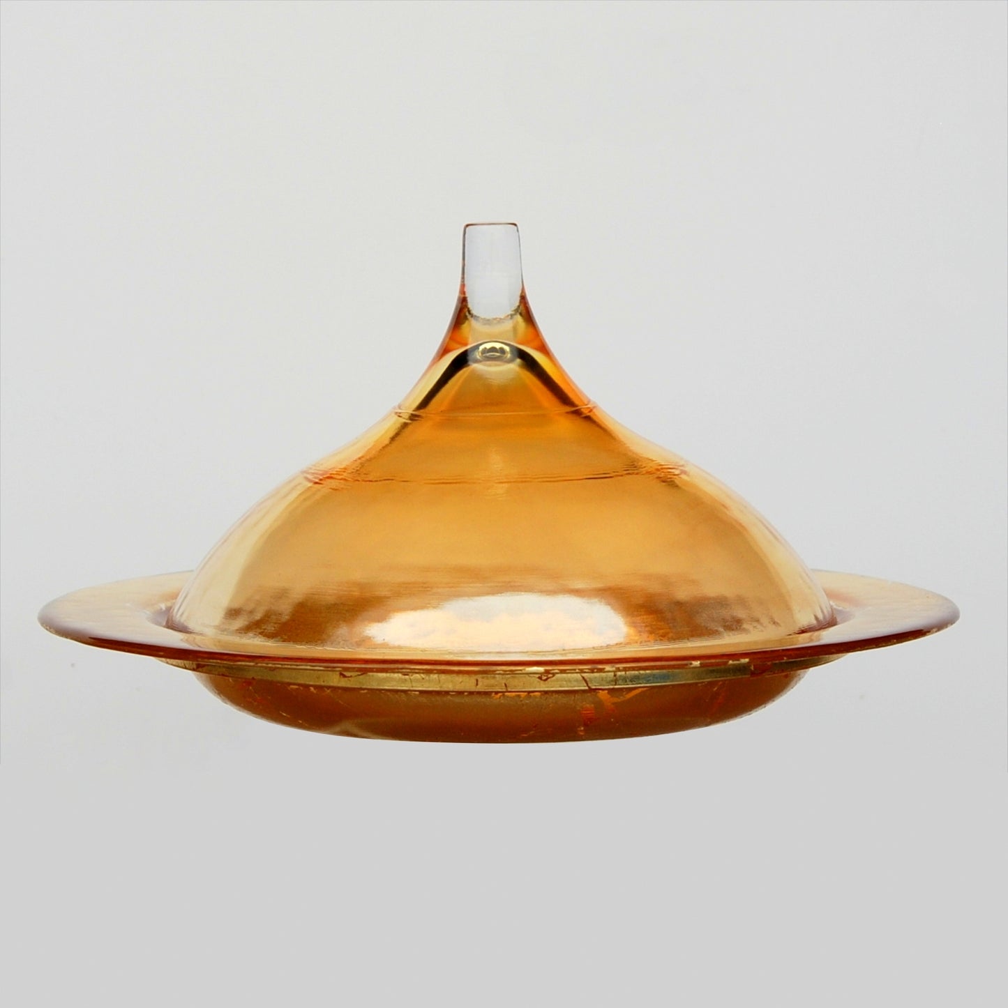 9" Gold & Amber Covered Dish