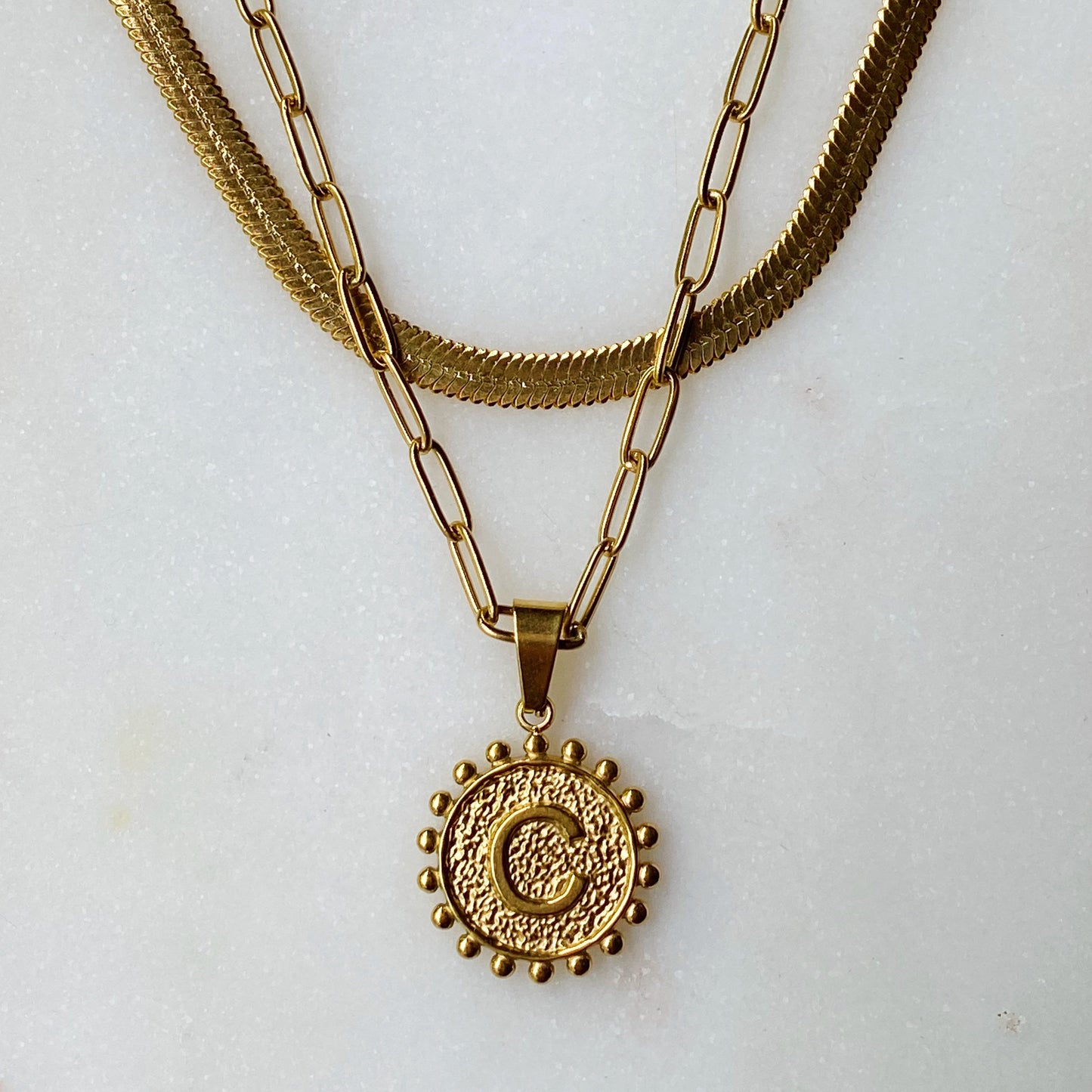 Paired Chain & Initial Pendant