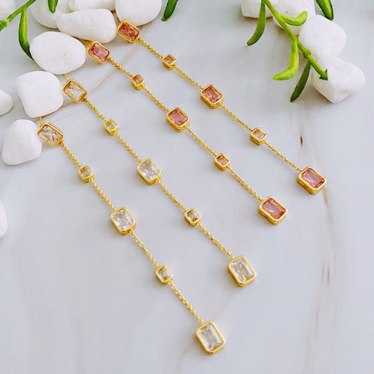 Gem Frame Drop Earrings