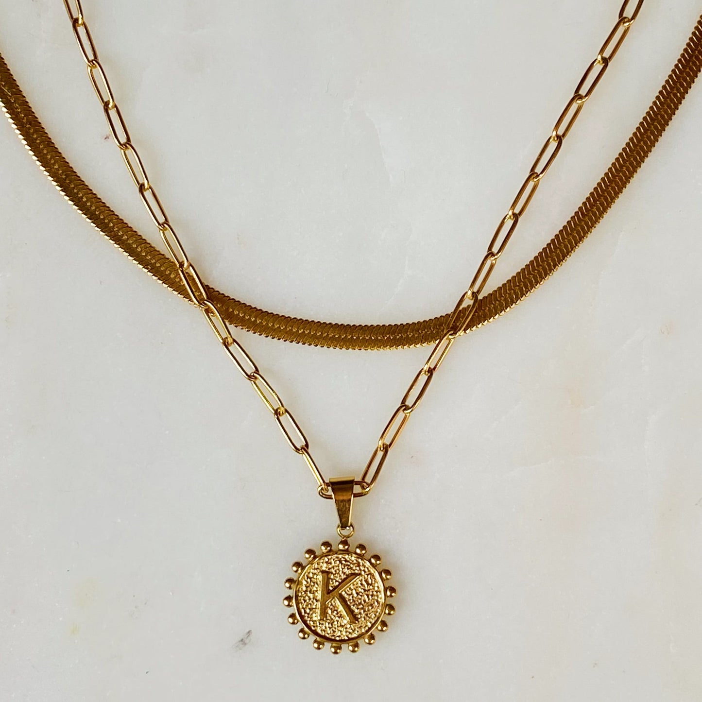 Paired Chain & Initial Pendant
