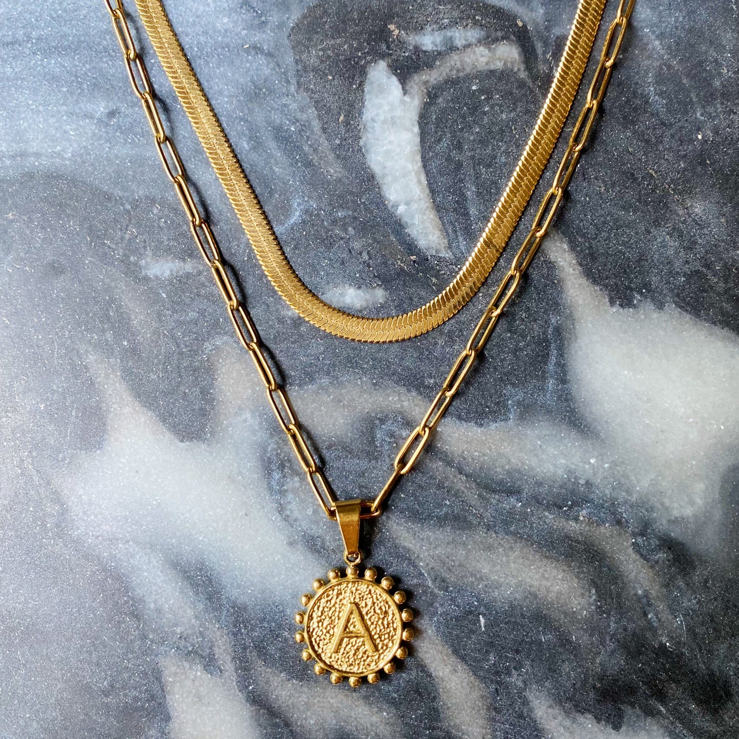 Paired Chain & Initial Pendant