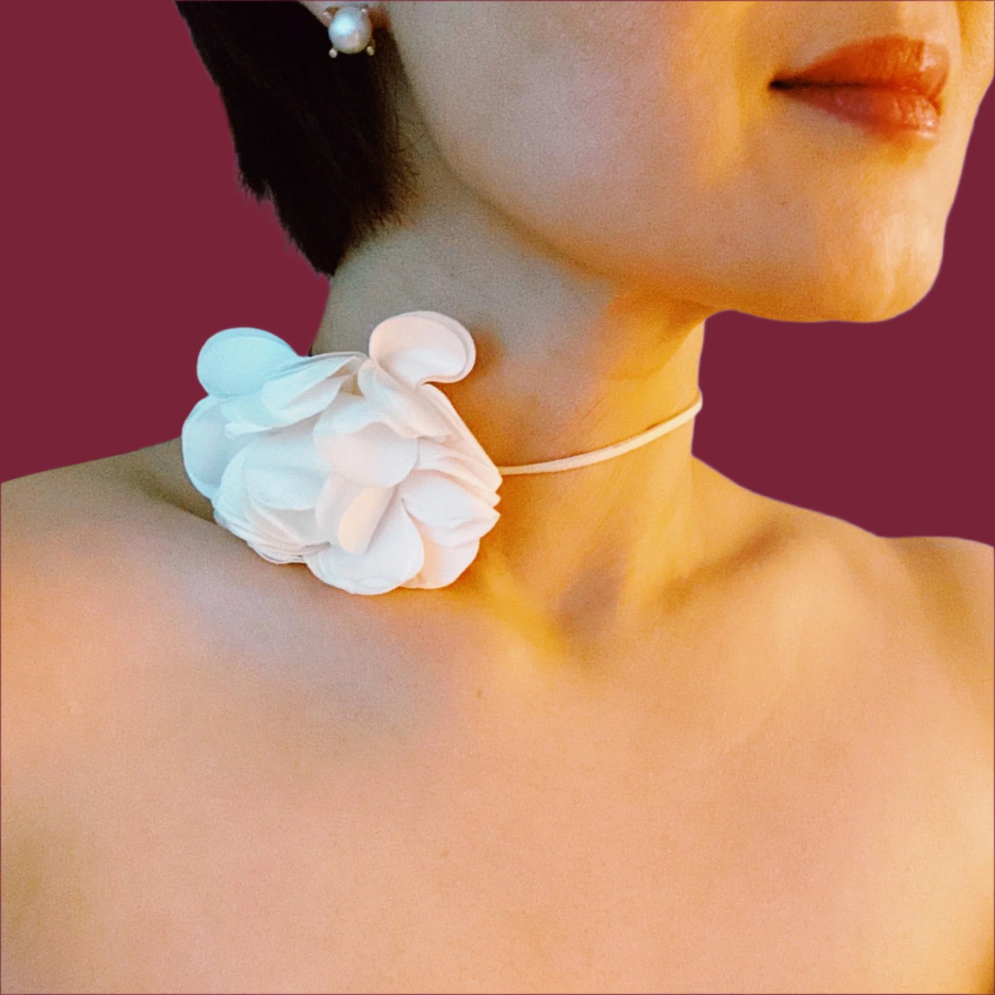 Chiffon Petals Rosette Necklace
