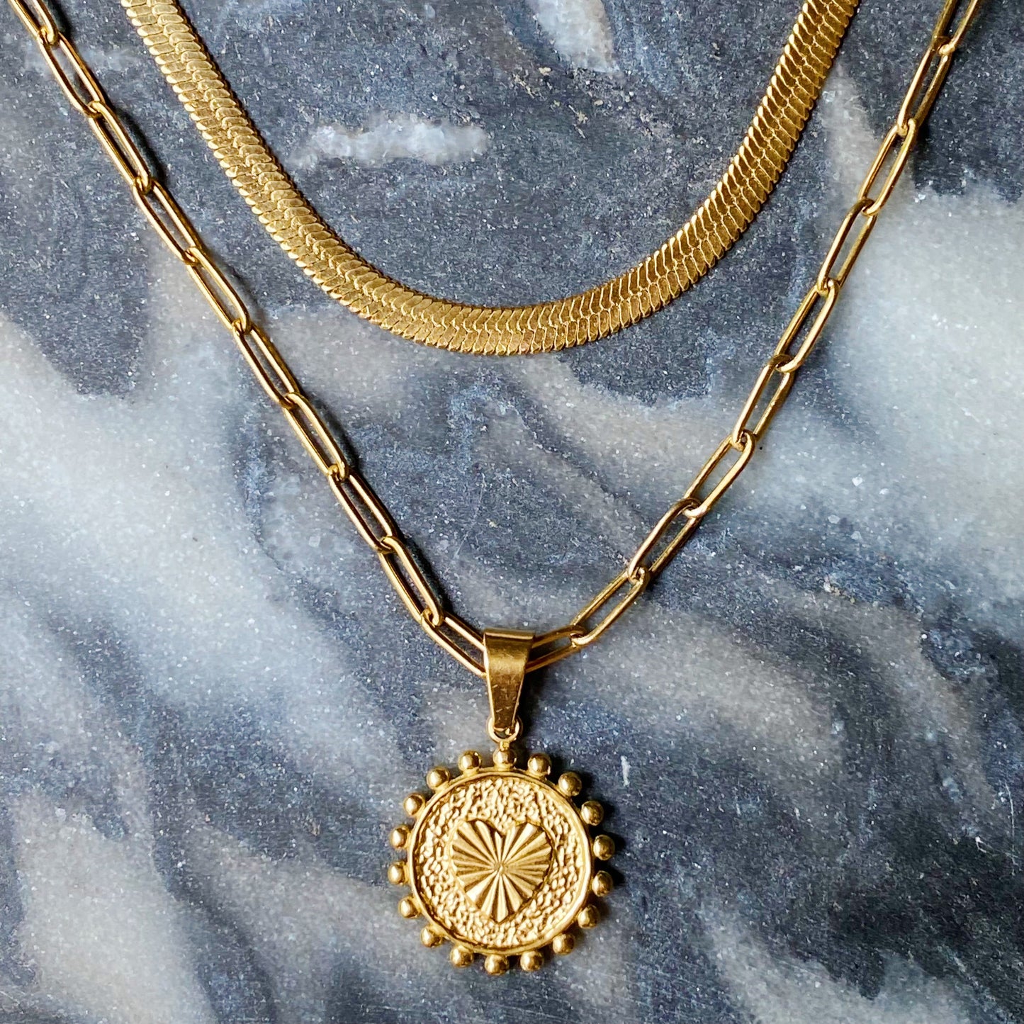 Paired Chain & Initial Pendant