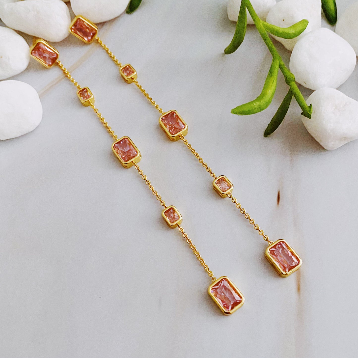 Gem Frame Drop Earrings