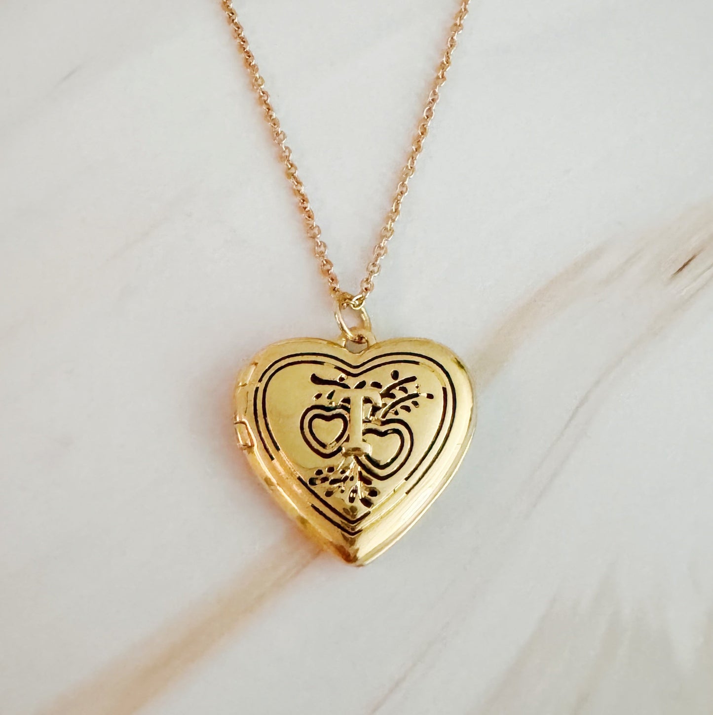 Vintage Heart Initial Locket