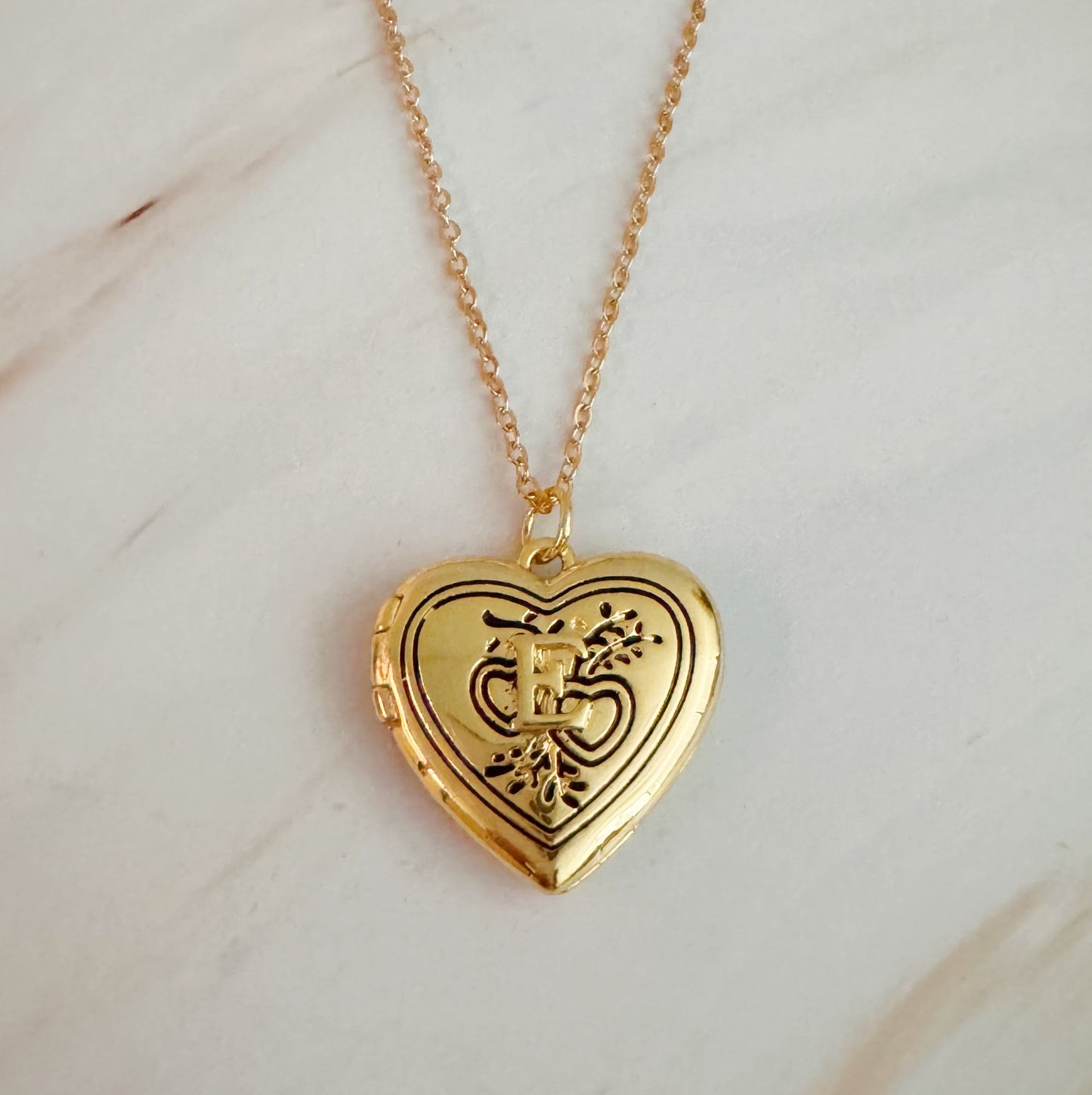 Vintage Heart Initial Locket