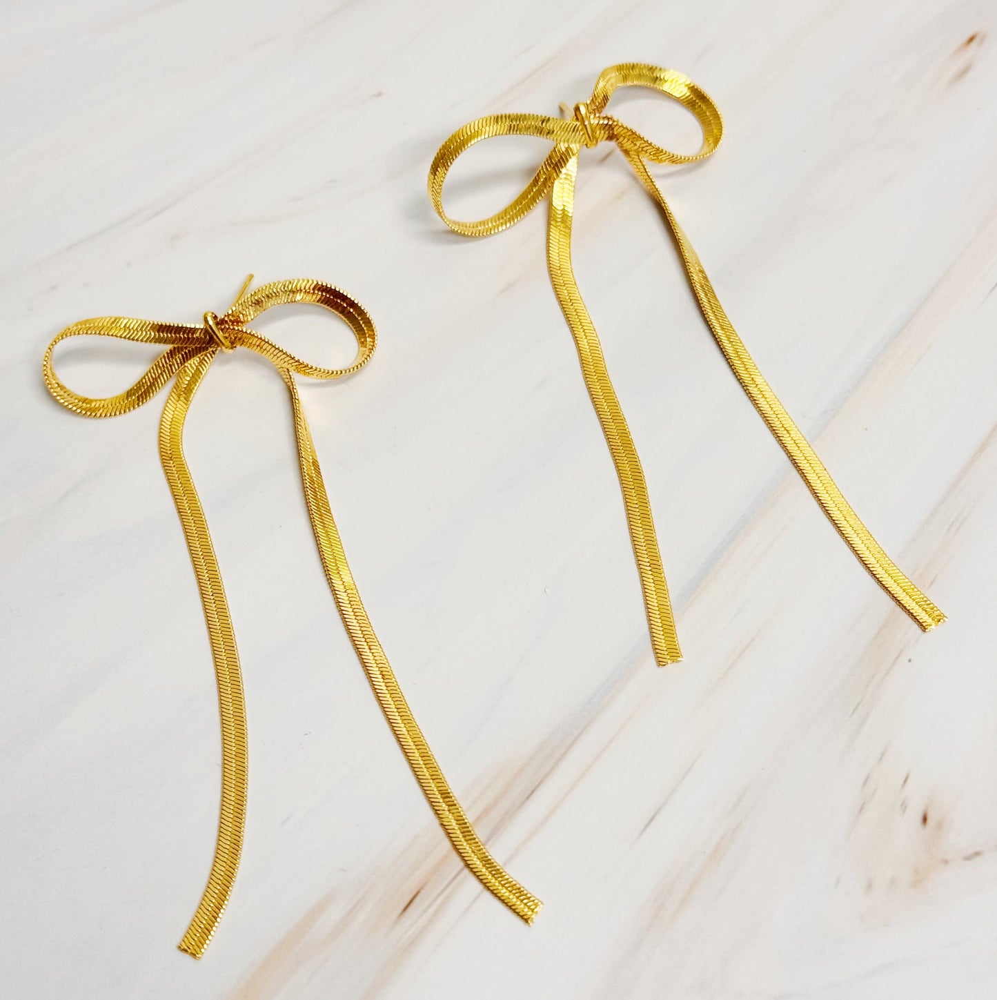 Long Bow Chain Earrings