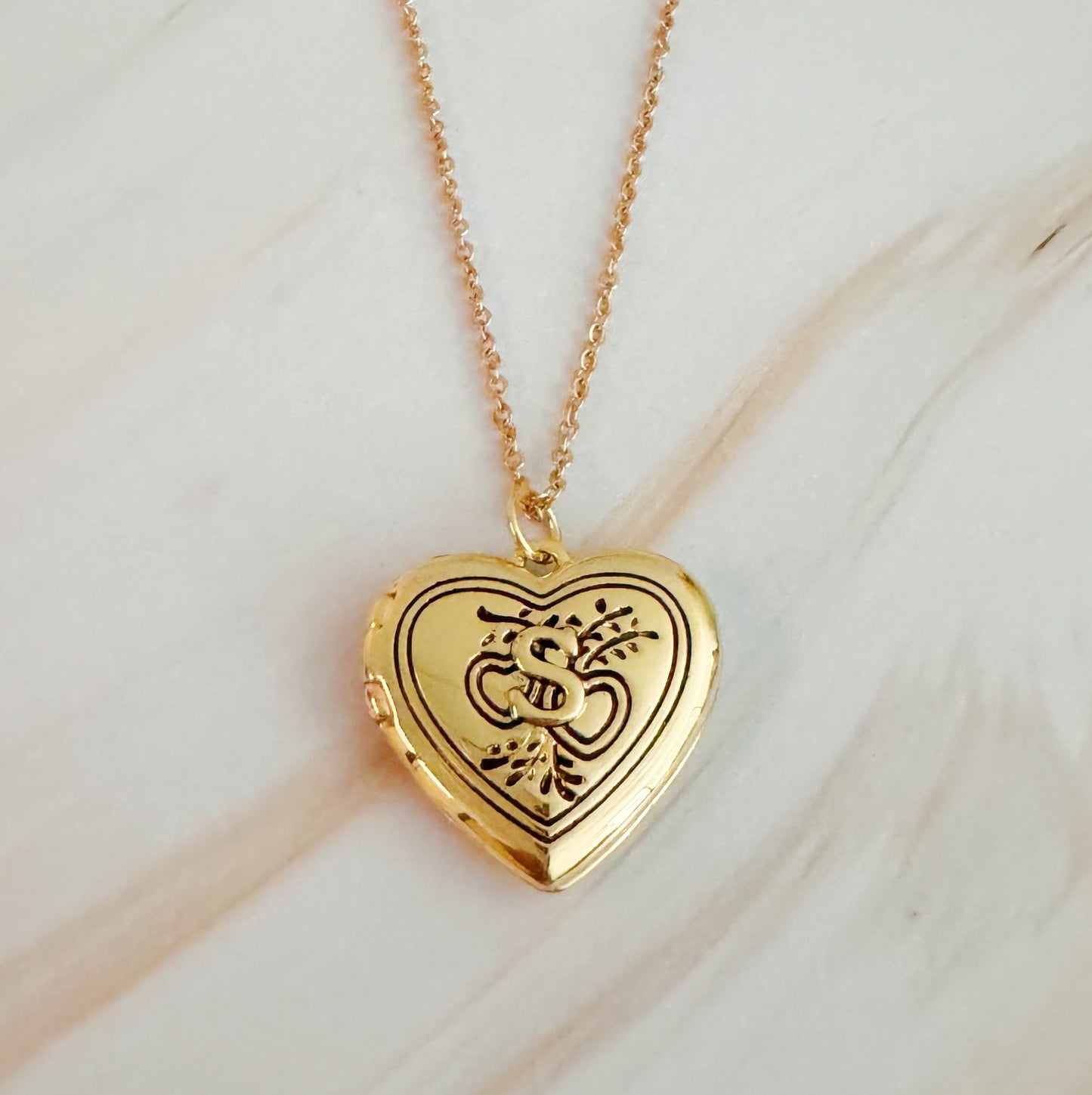 Vintage Heart Initial Locket