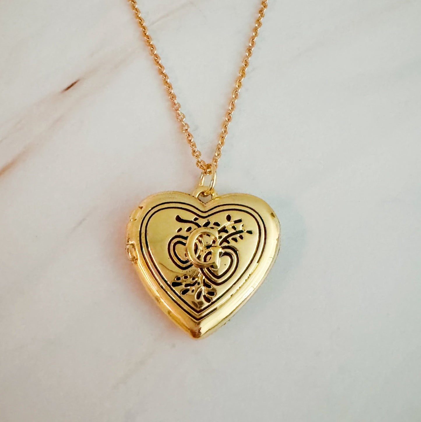 Vintage Heart Initial Locket