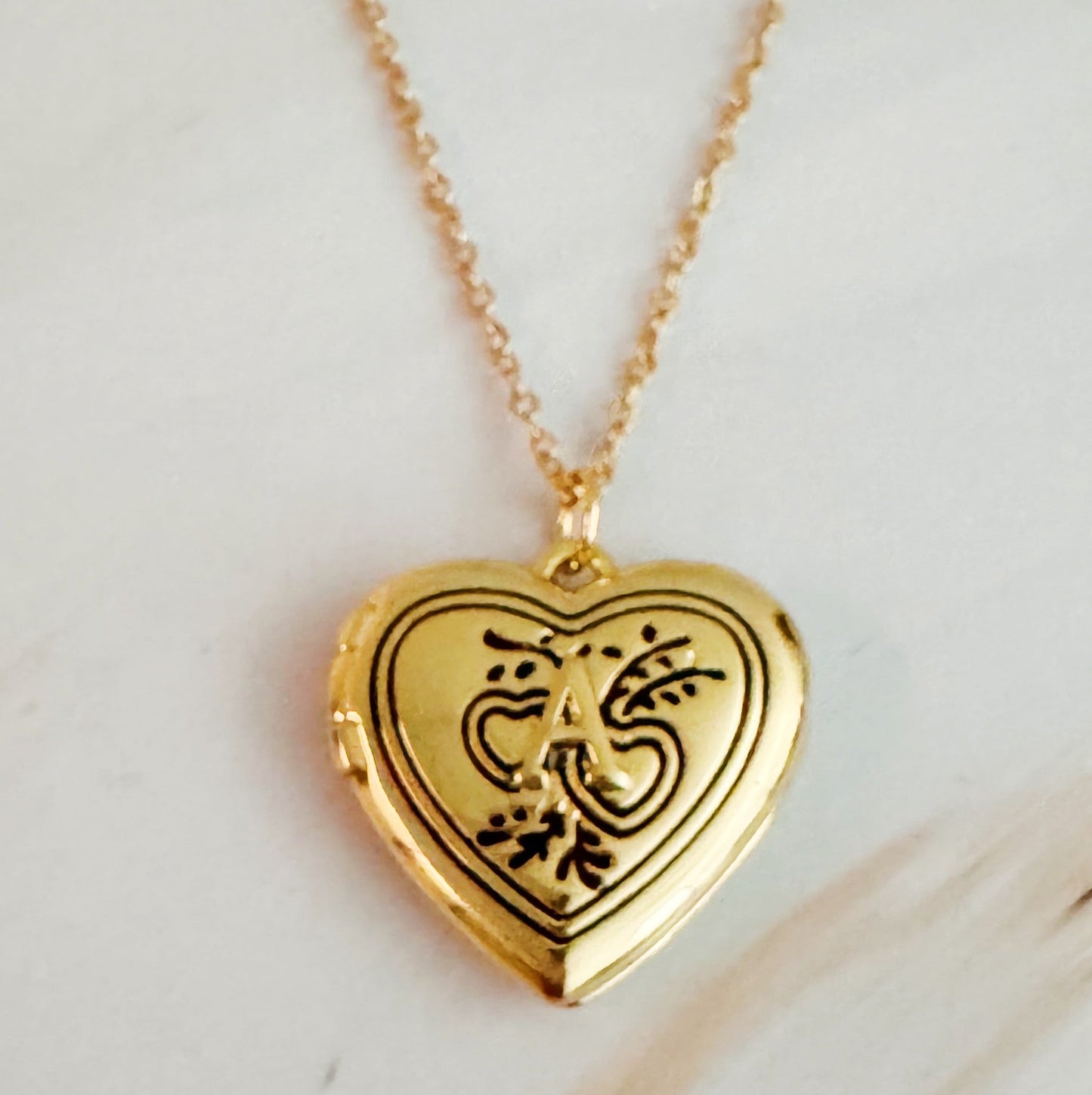 Vintage Heart Initial Locket