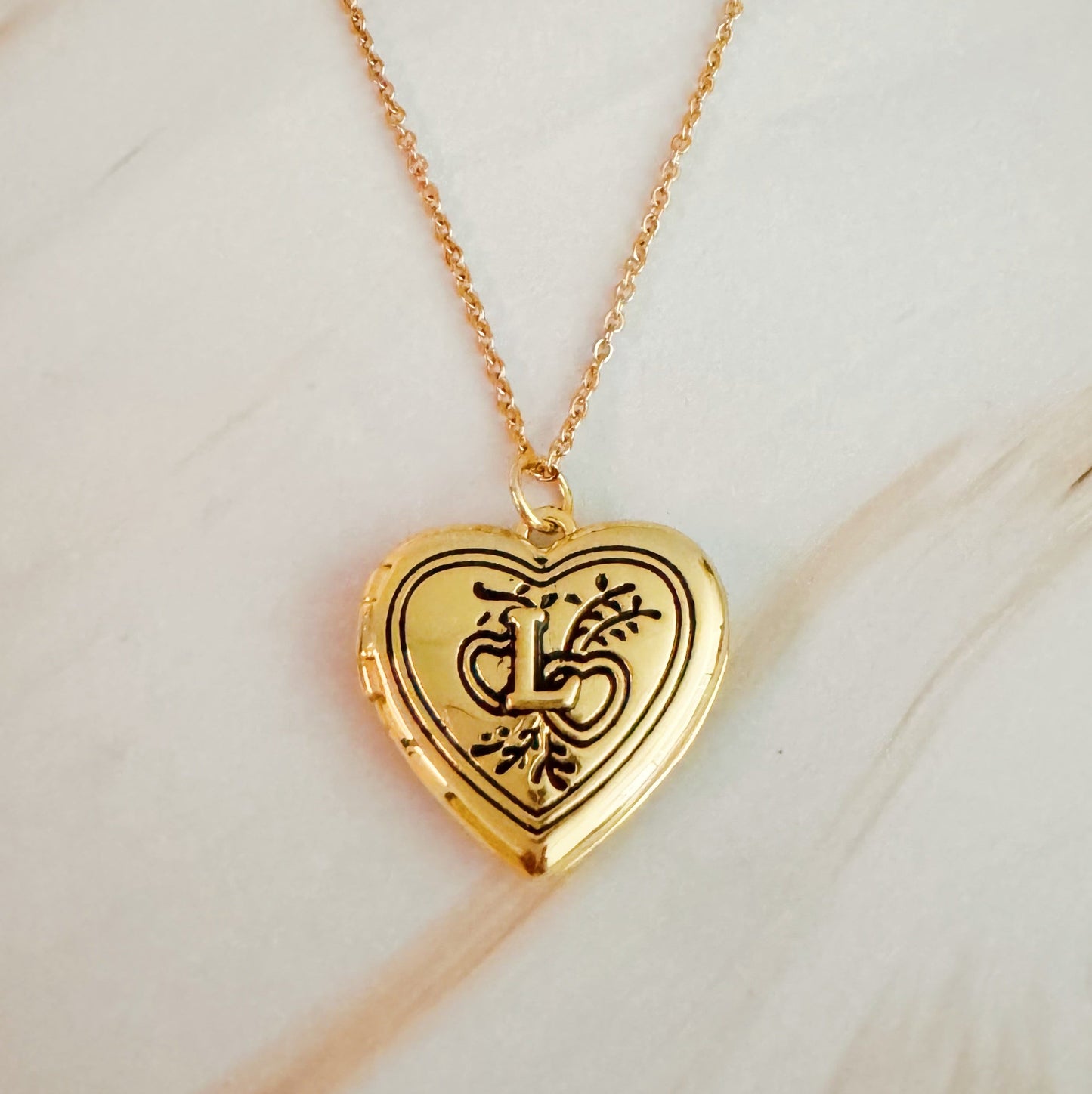 Vintage Heart Initial Locket