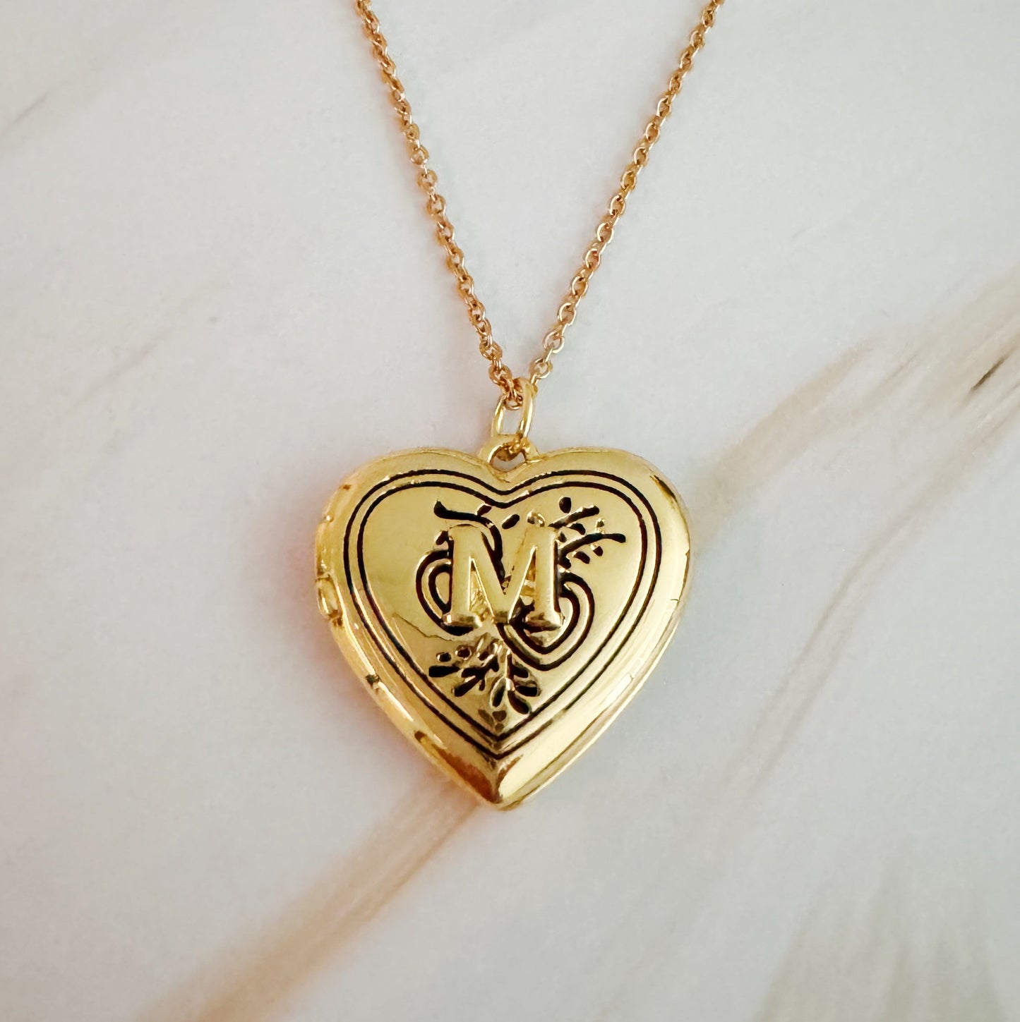 Vintage Heart Initial Locket