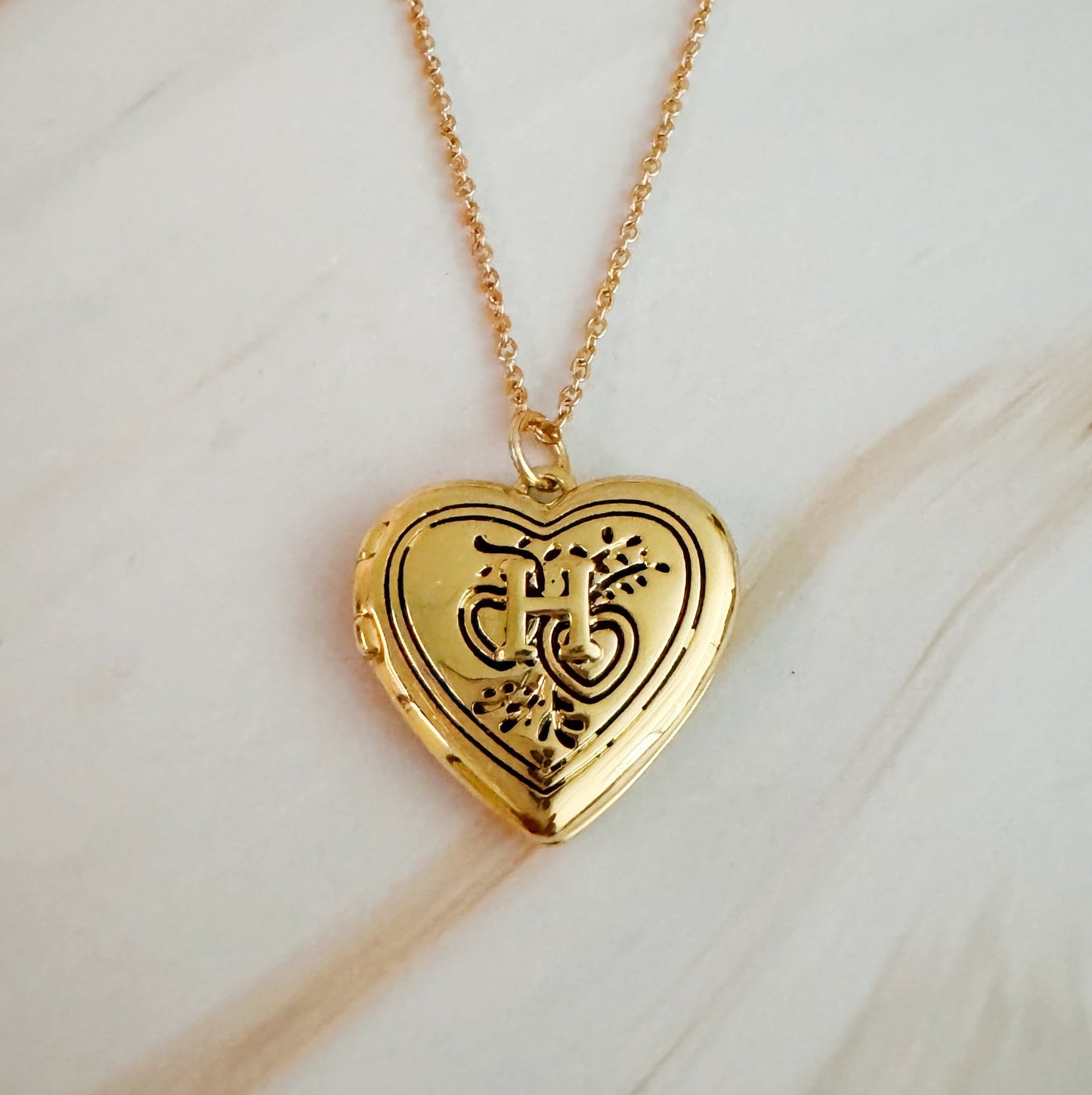 Vintage Heart Initial Locket
