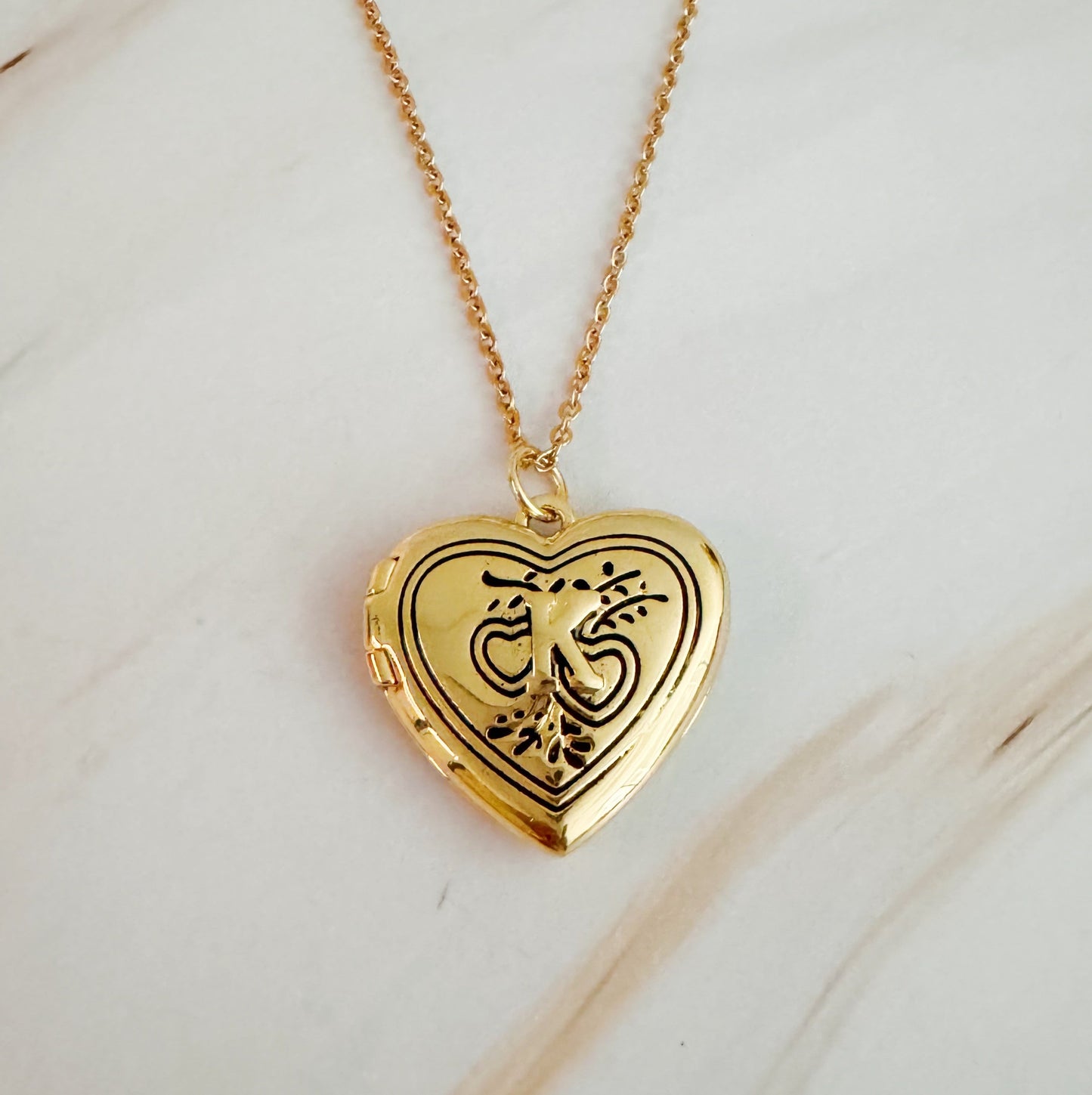 Vintage Heart Initial Locket
