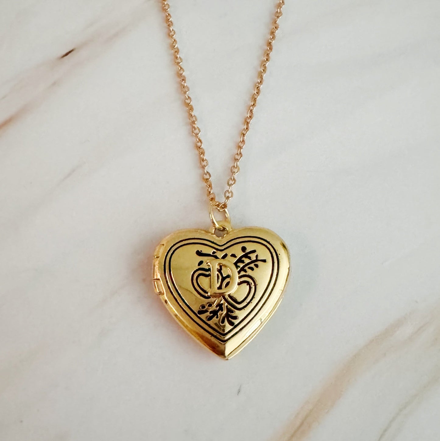 Vintage Heart Initial Locket