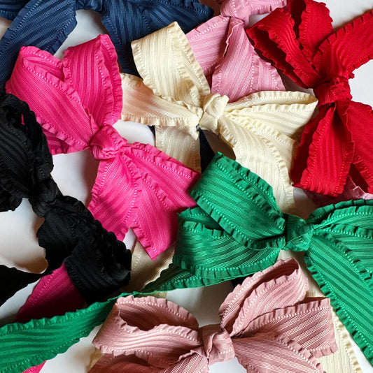 Frilly Bow Clip - 2 Set