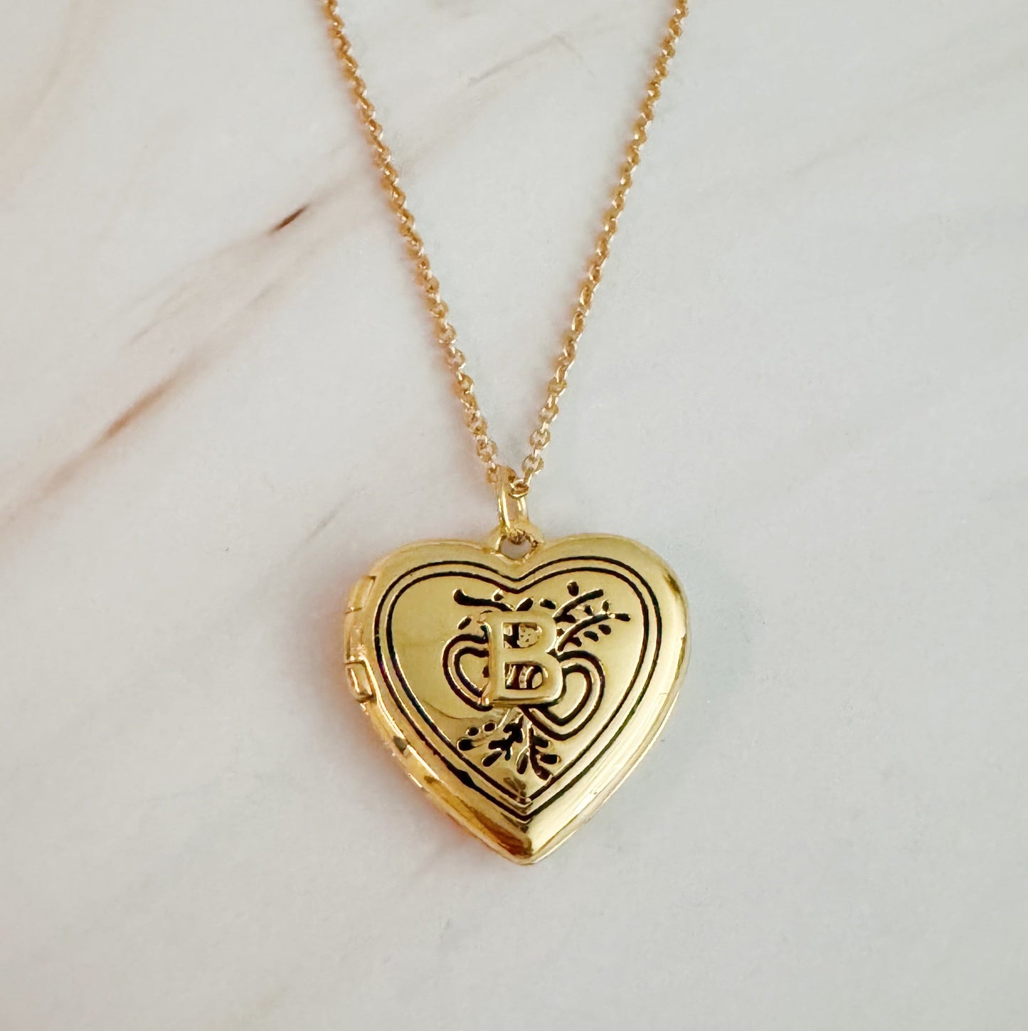 Vintage Heart Initial Locket