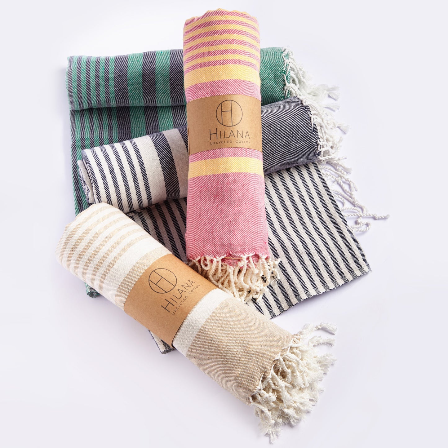Beige Fethiye Striped Throw Blanket
