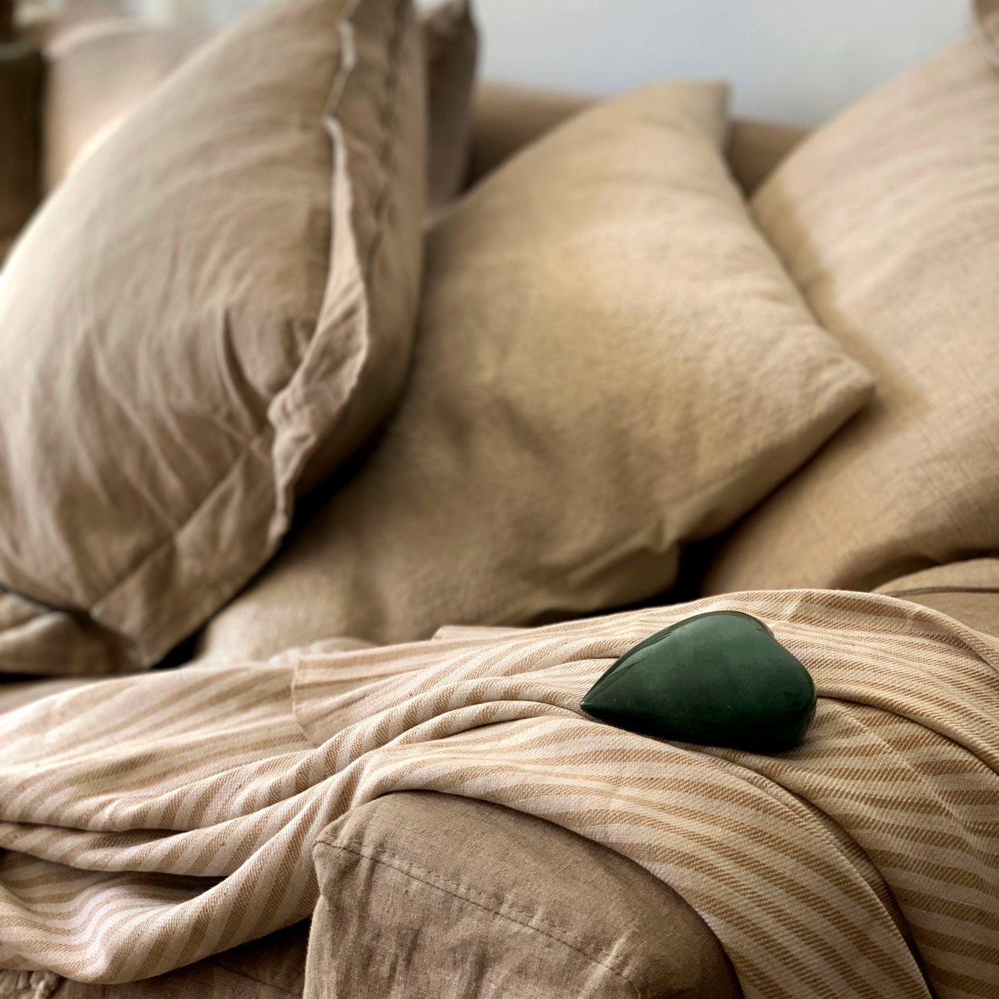 Beige Fethiye Striped Throw Blanket