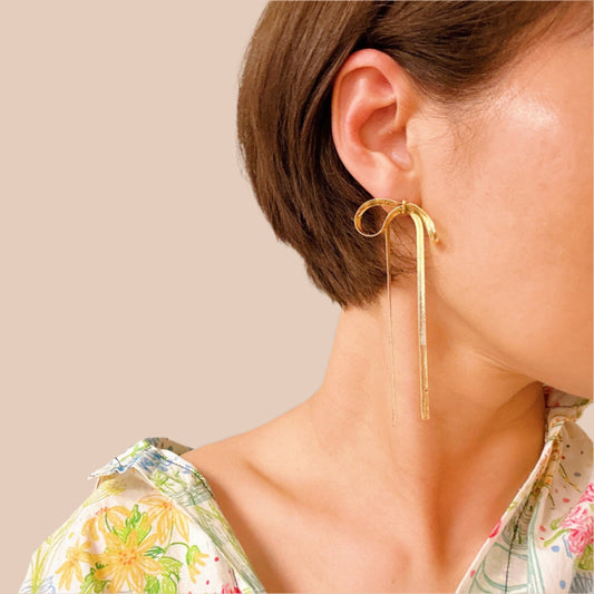 Long Bow Chain Earrings
