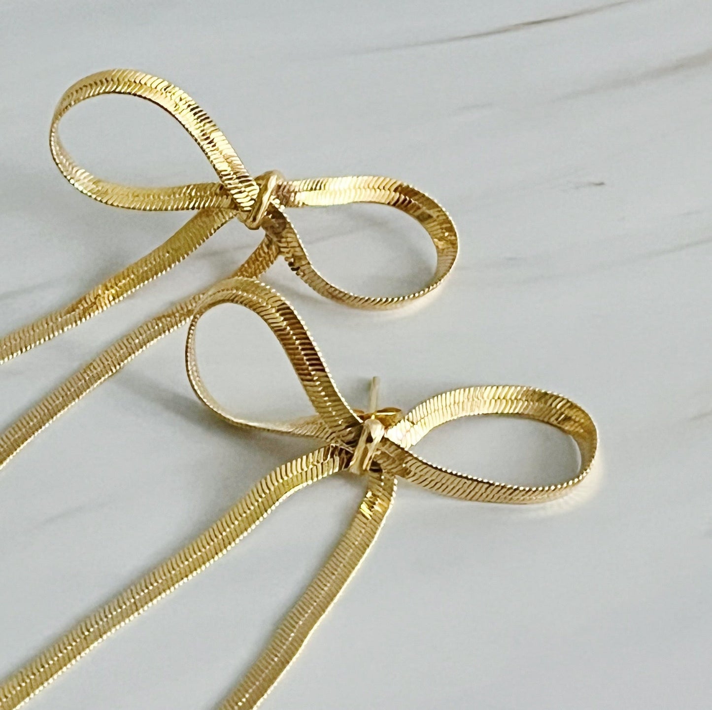 Long Bow Chain Earrings