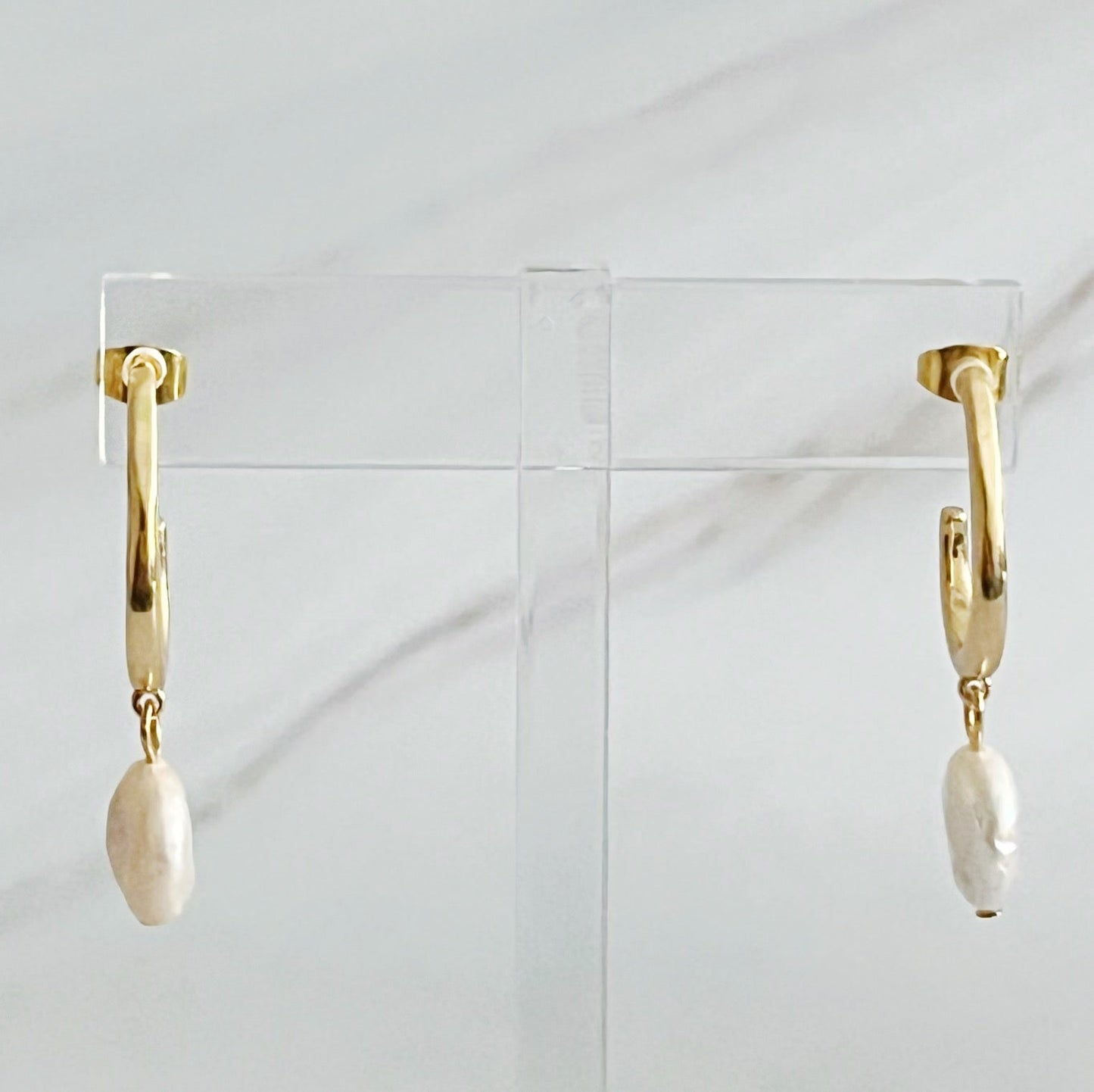 Pearl Dangle Hoops