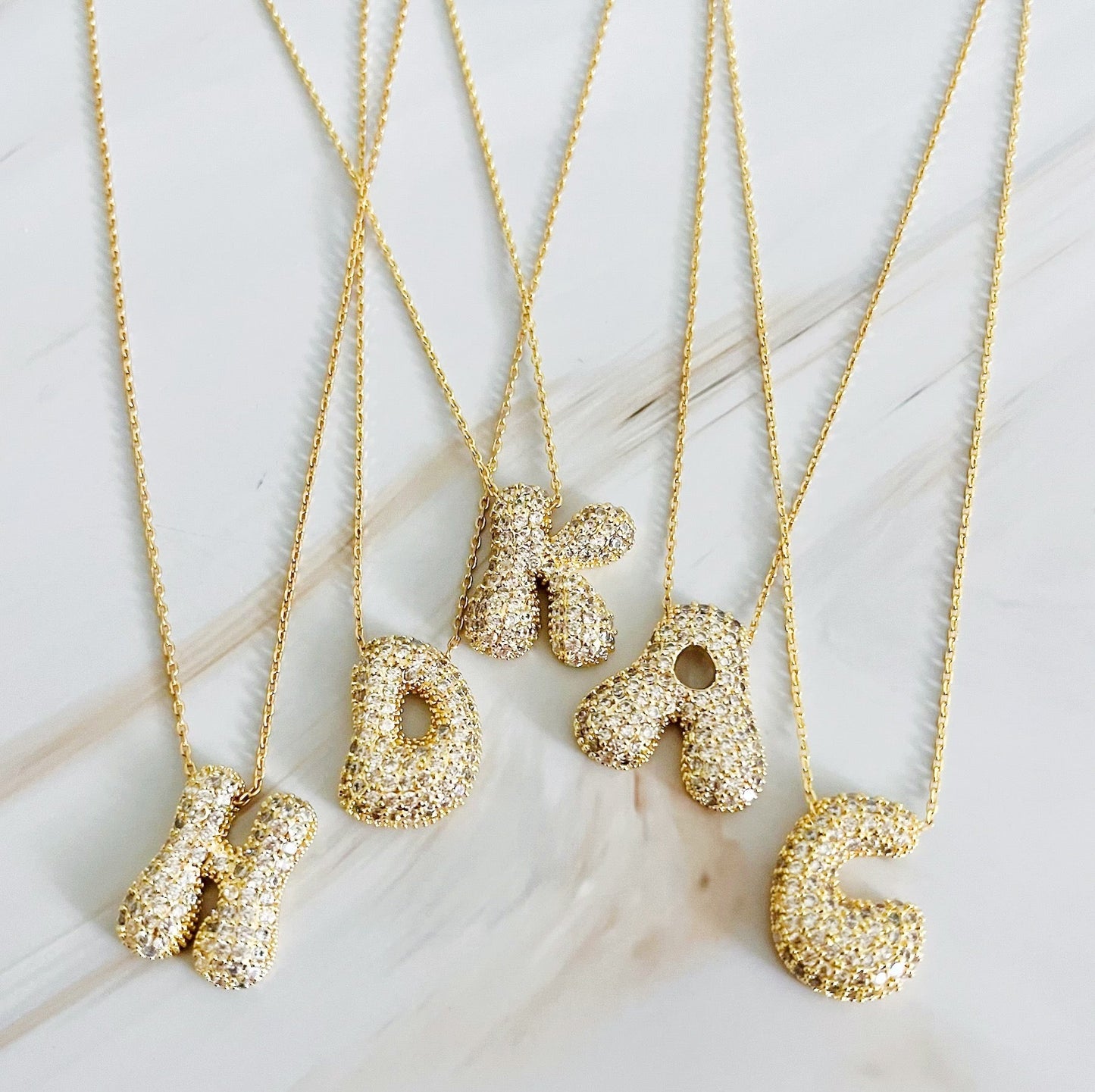 Bubble Initial Crystal Pendant