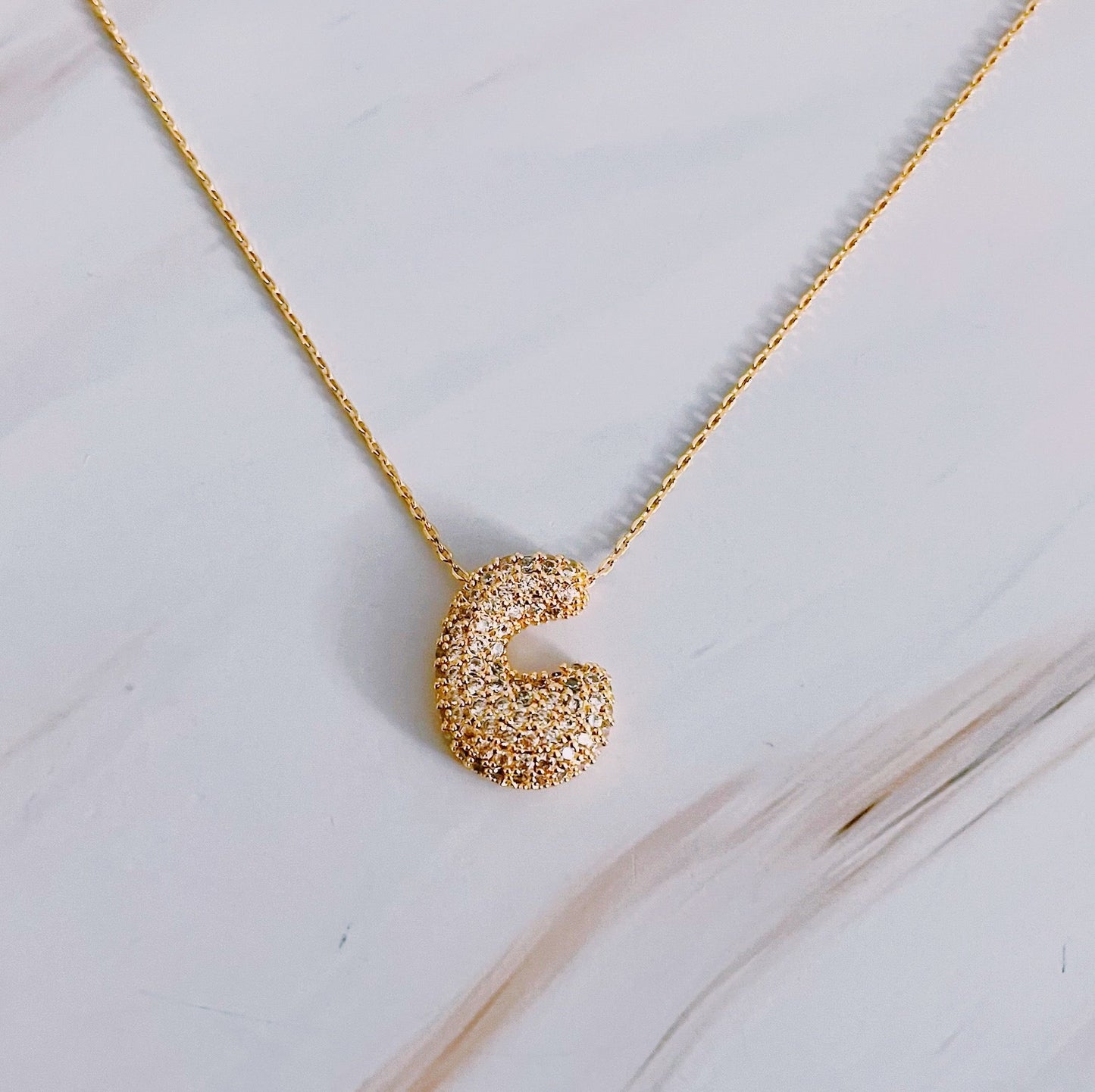 Bubble Initial Crystal Pendant