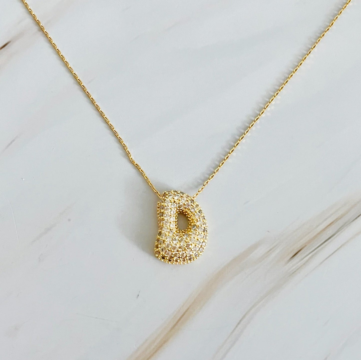 Bubble Initial Crystal Pendant