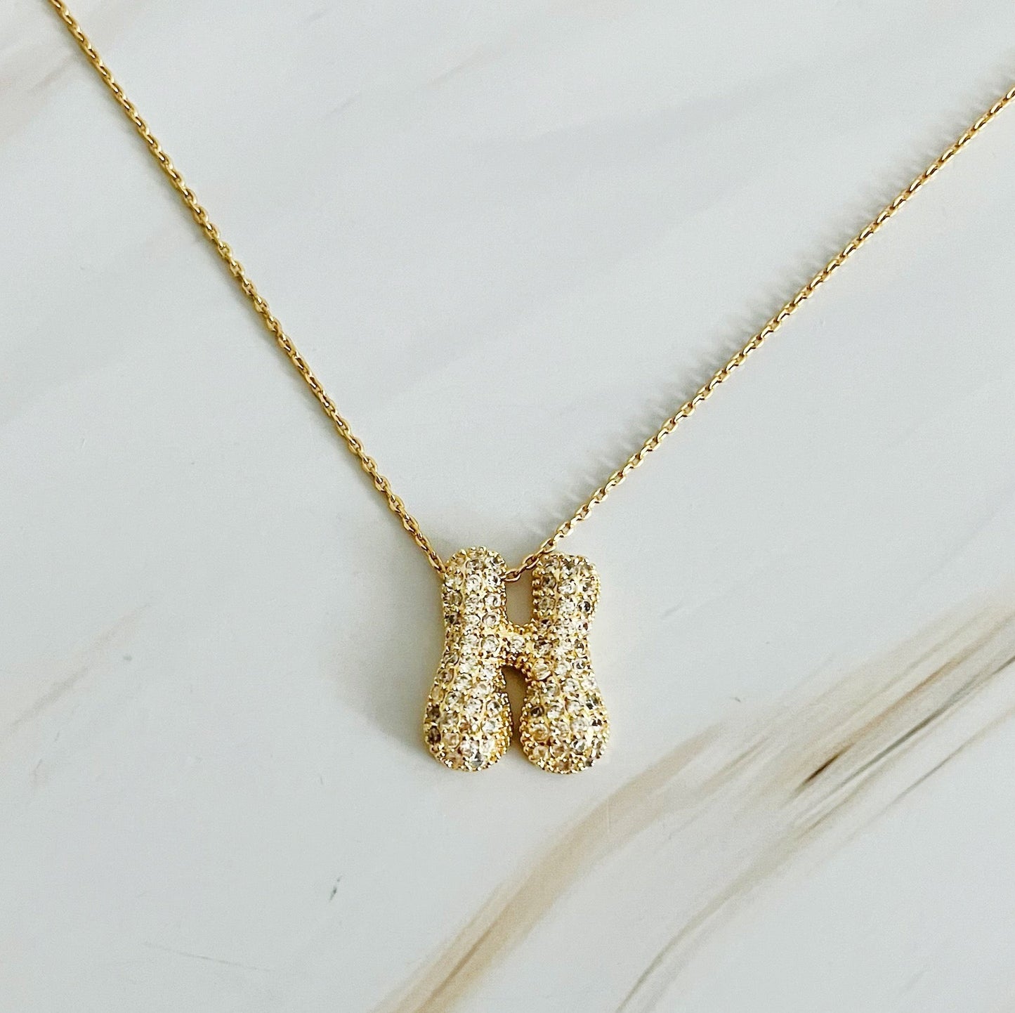 Bubble Initial Crystal Pendant