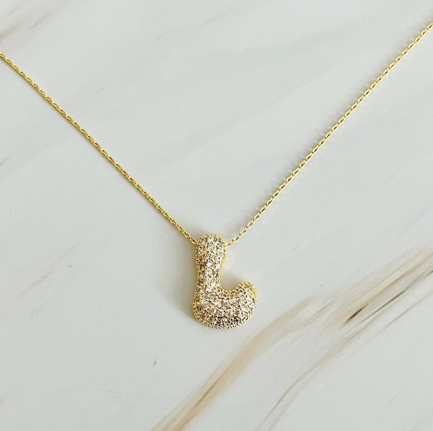 Bubble Initial Crystal Pendant