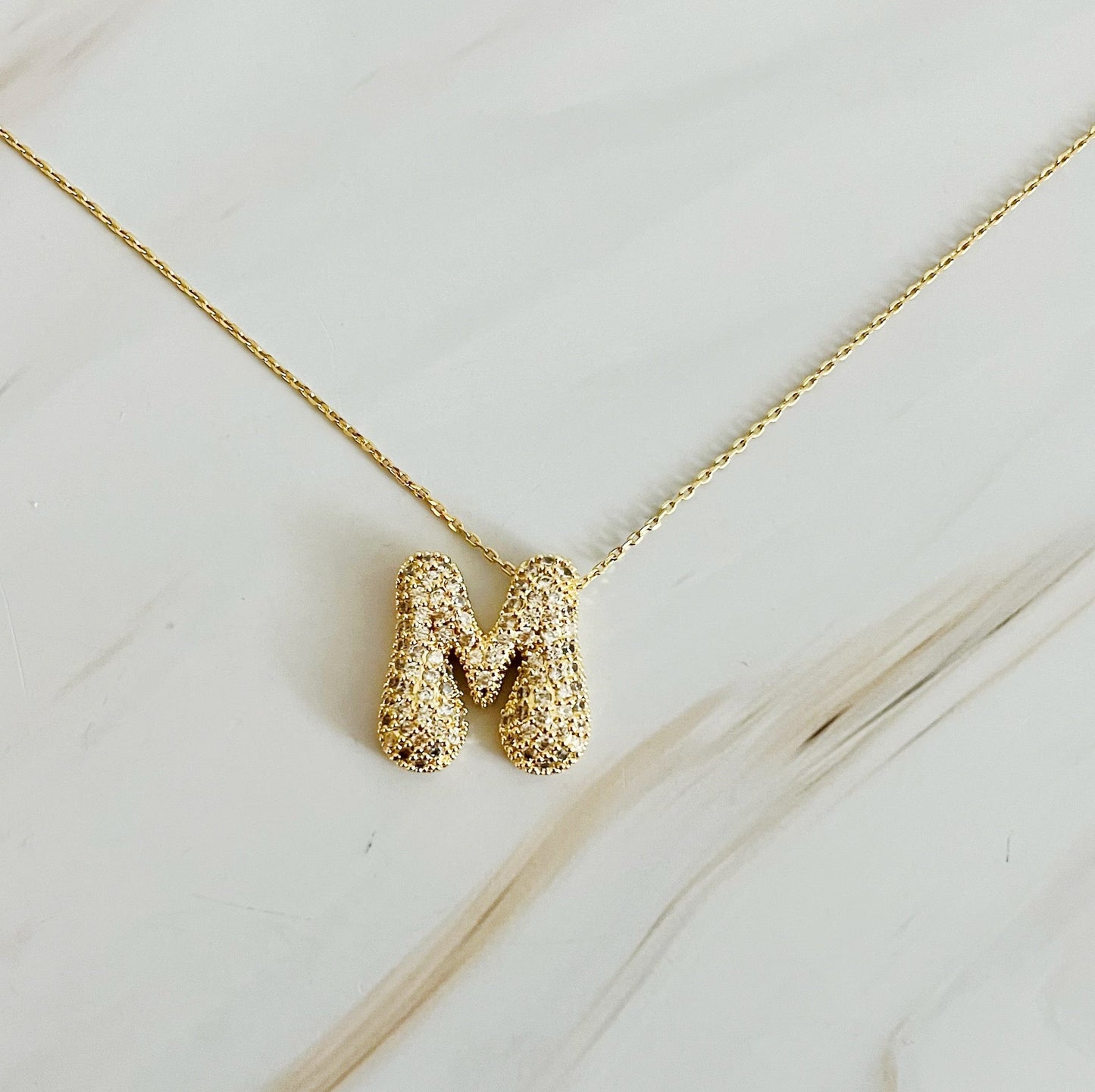 Bubble Initial Crystal Pendant