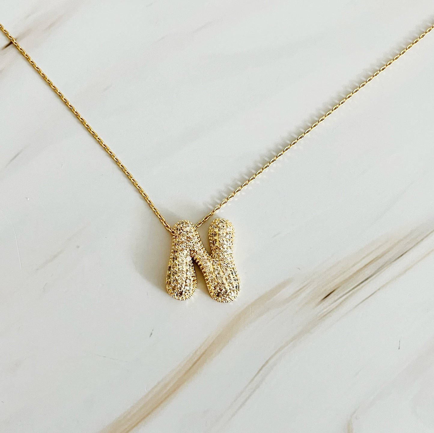 Bubble Initial Crystal Pendant