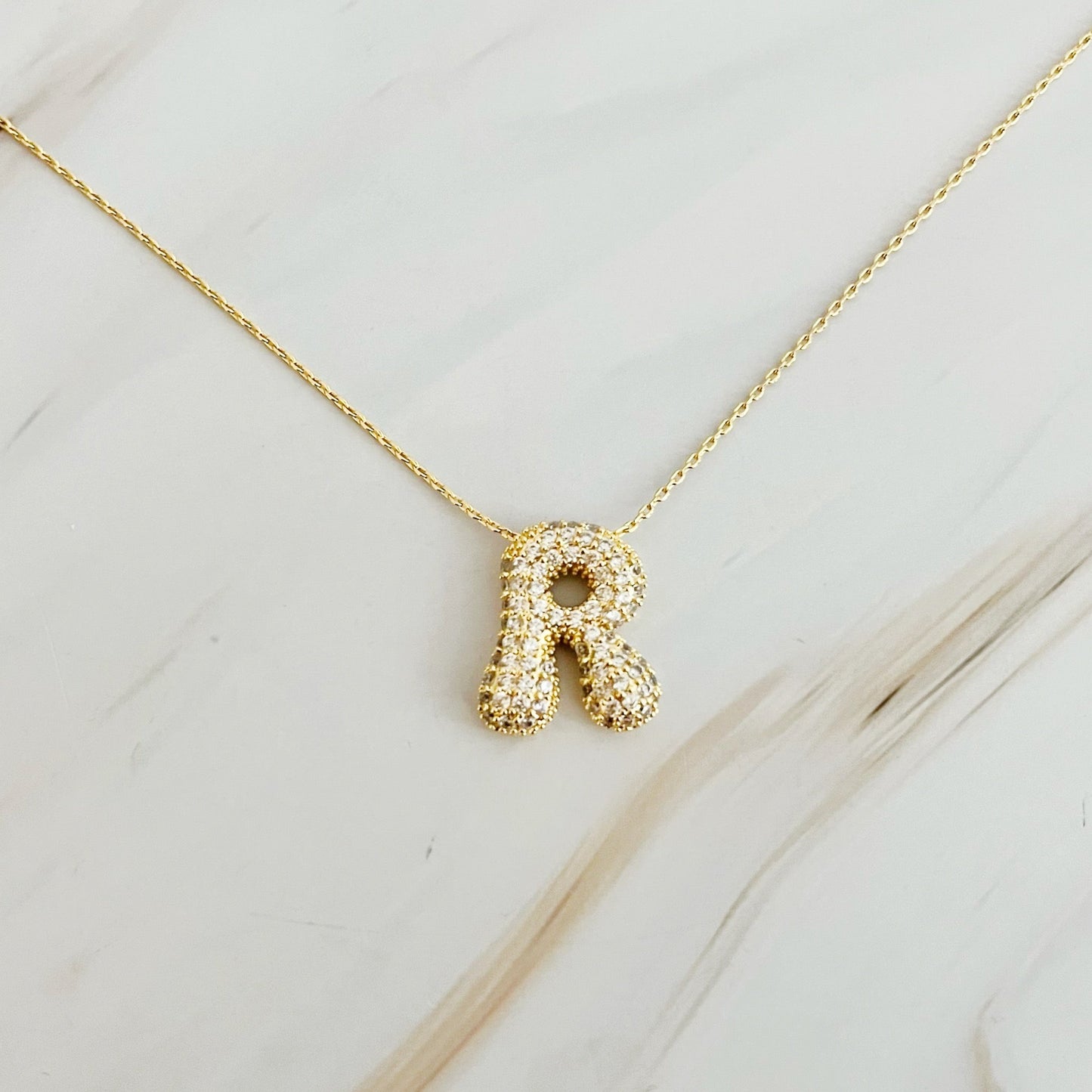 Bubble Initial Crystal Pendant