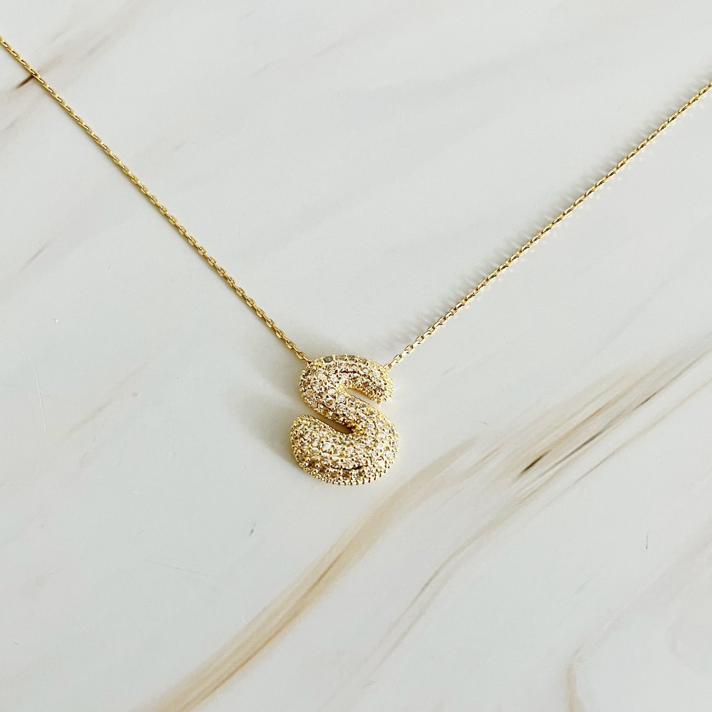 Bubble Initial Crystal Pendant