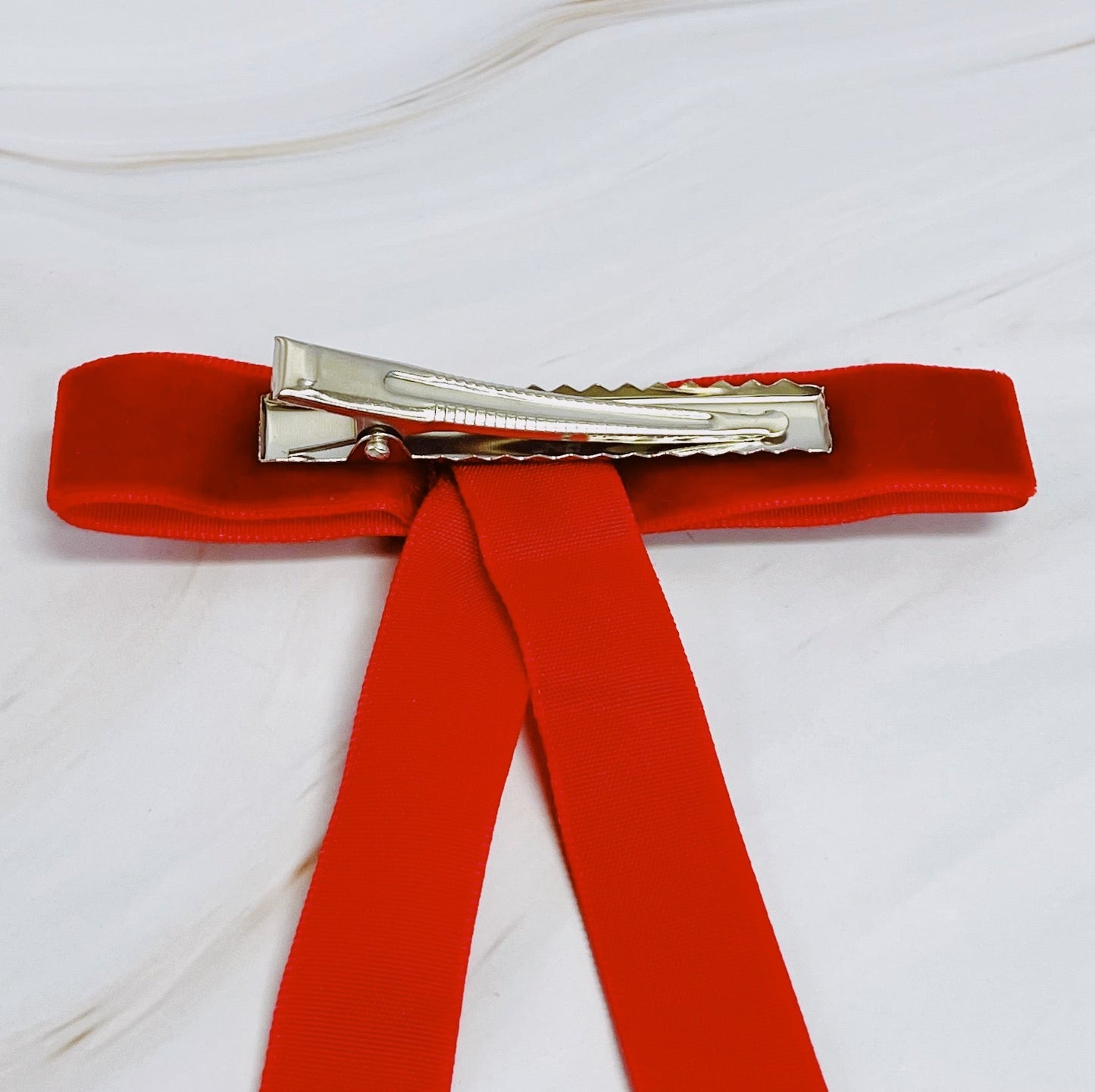 Skinny Velvet Bow Clip - 4 Set