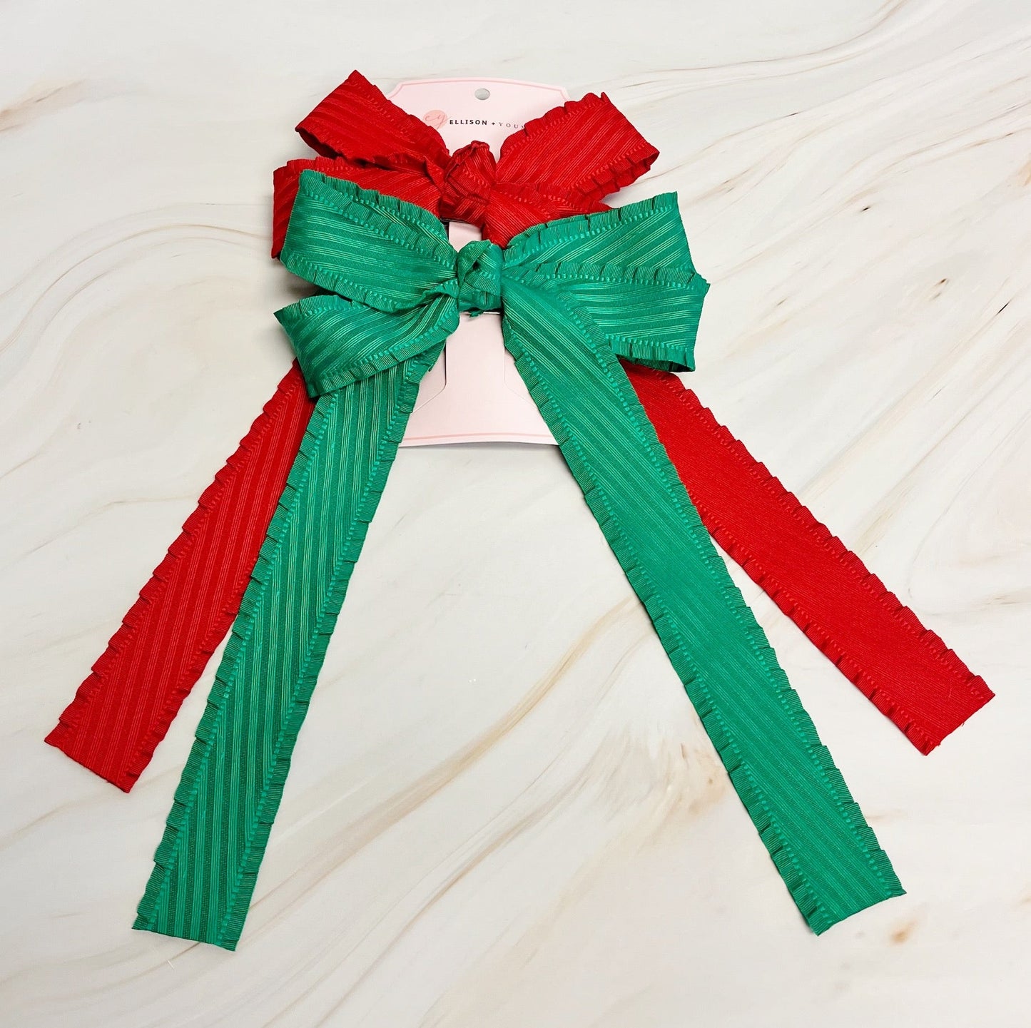Frilly Bow Clip - 2 Set