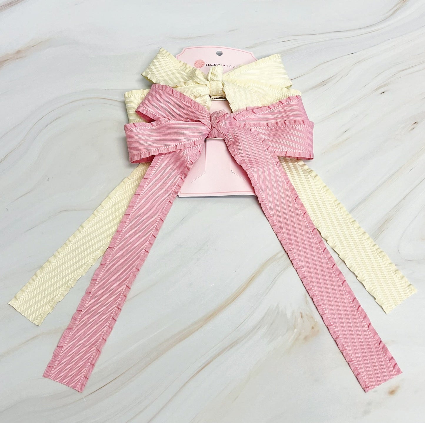 Frilly Bow Clip - 2 Set