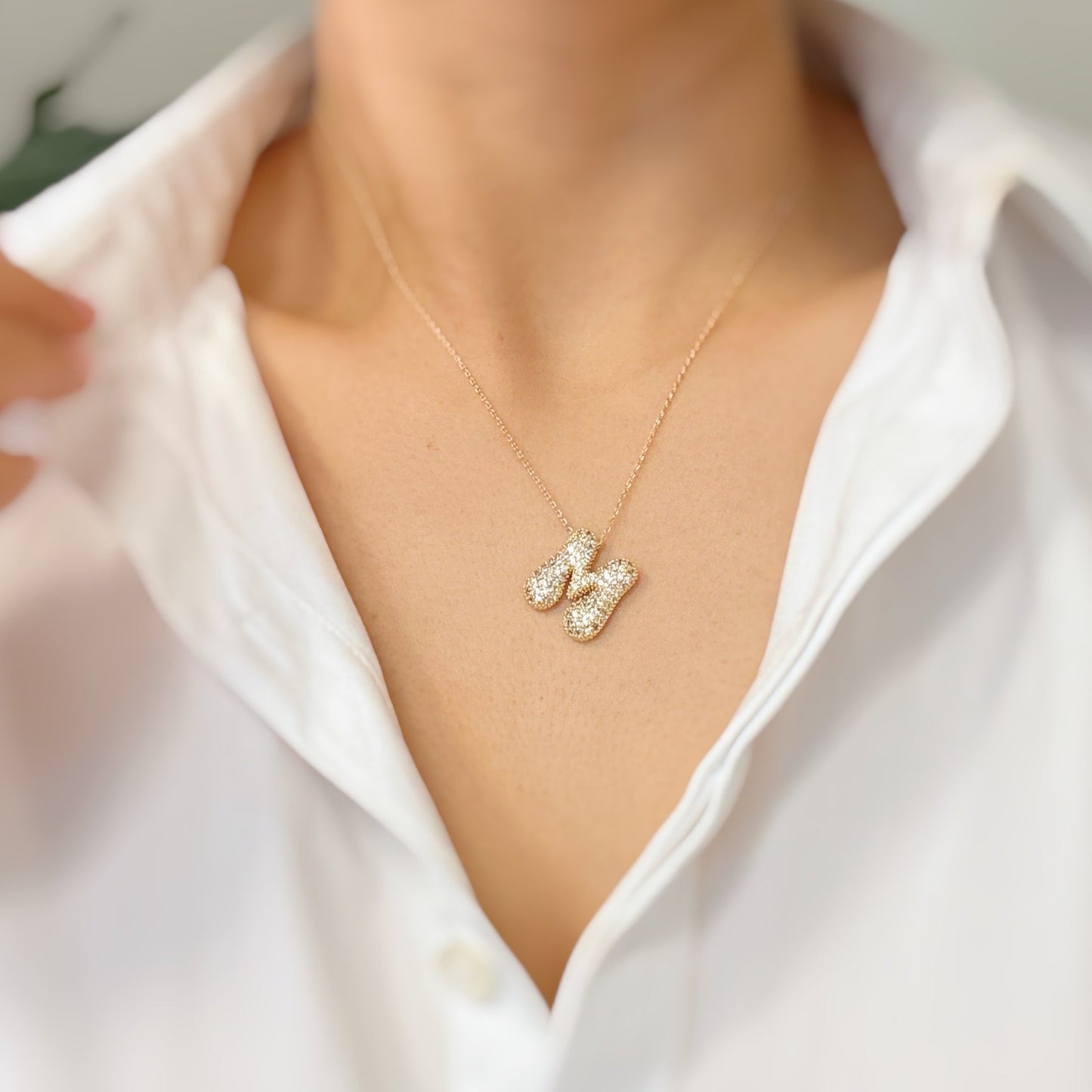 Bubble Initial Crystal Pendant