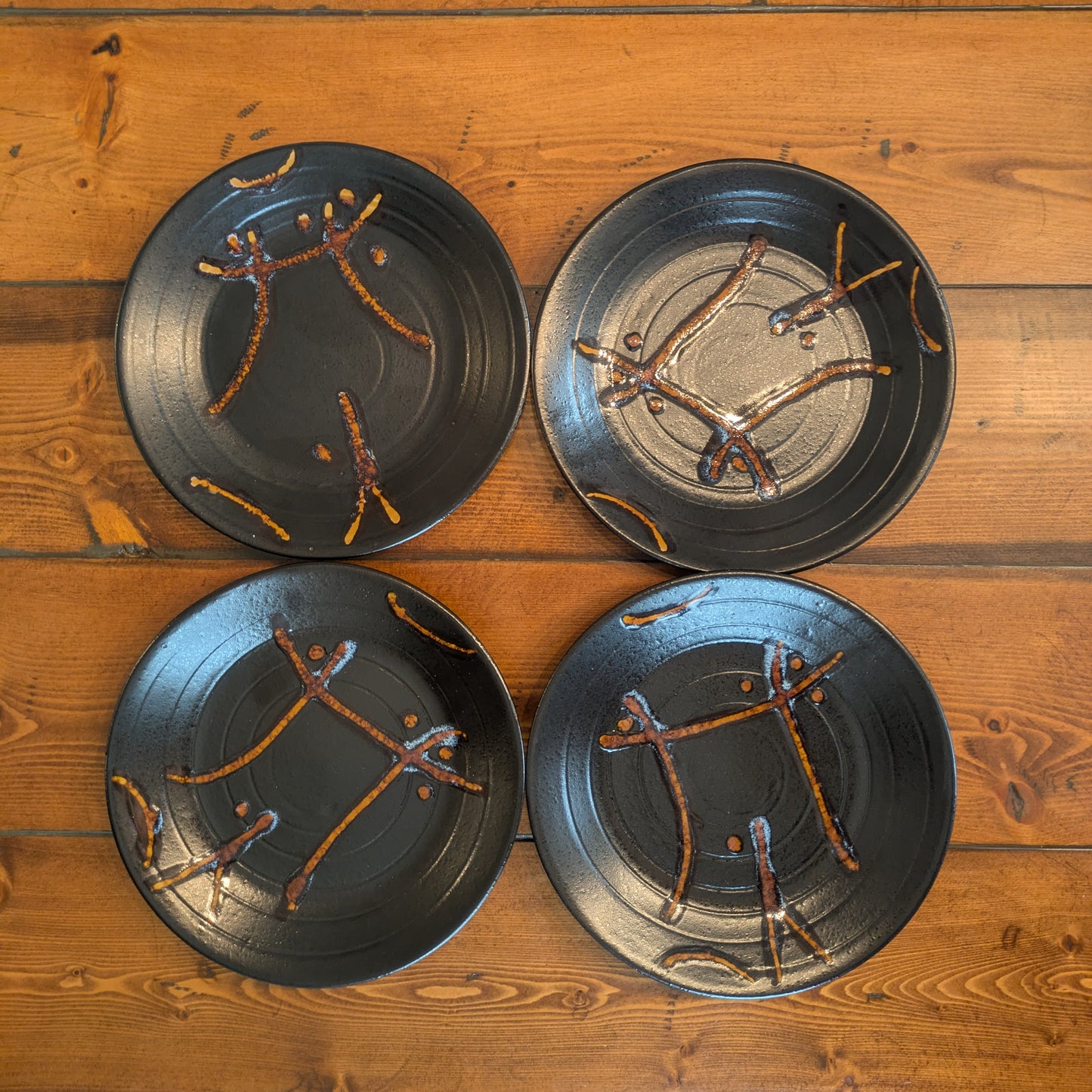 Charcoal Japanese Plates - Set of 4