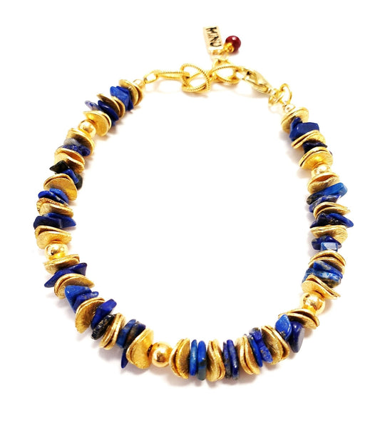 Lapis & Gold Plate Bracelet