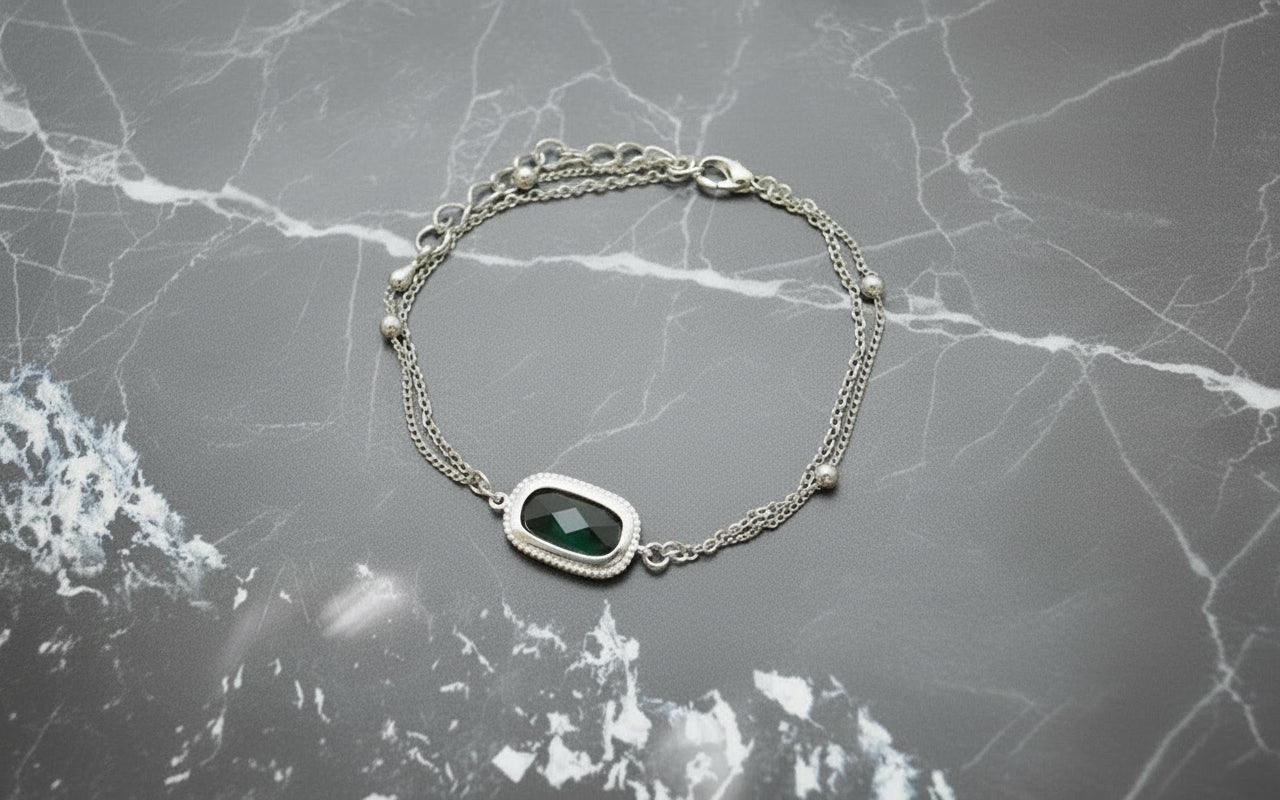Forest White Gold Double Layered Bracelet
