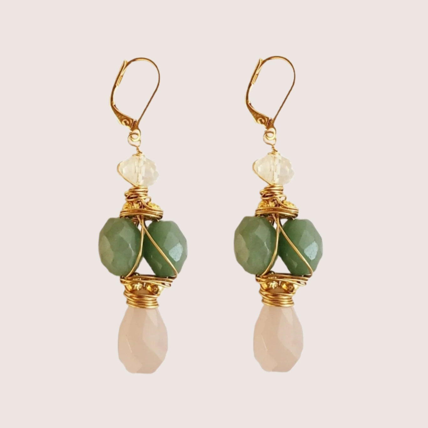 Aventurine & Blush Drop Earrings